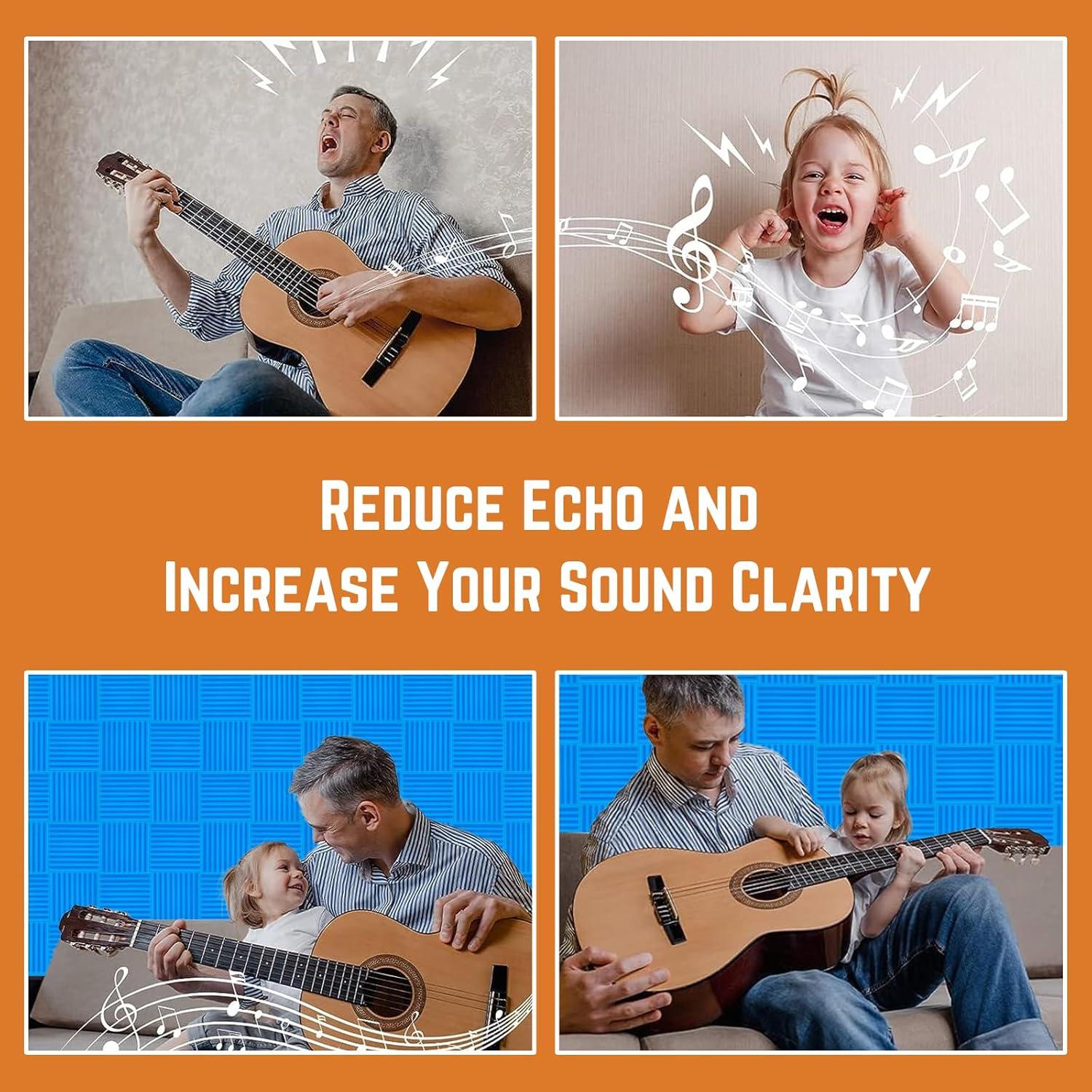 Paneles Acústicos Saiqiang 24 Pirámides Azul 30x30x5 cm