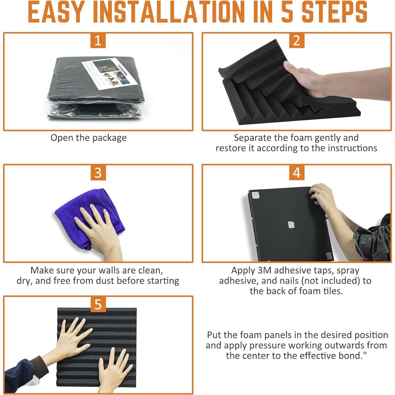 Paneles Acústicos Saiqiang 24 Pirámides Azul 30x30x5 cm