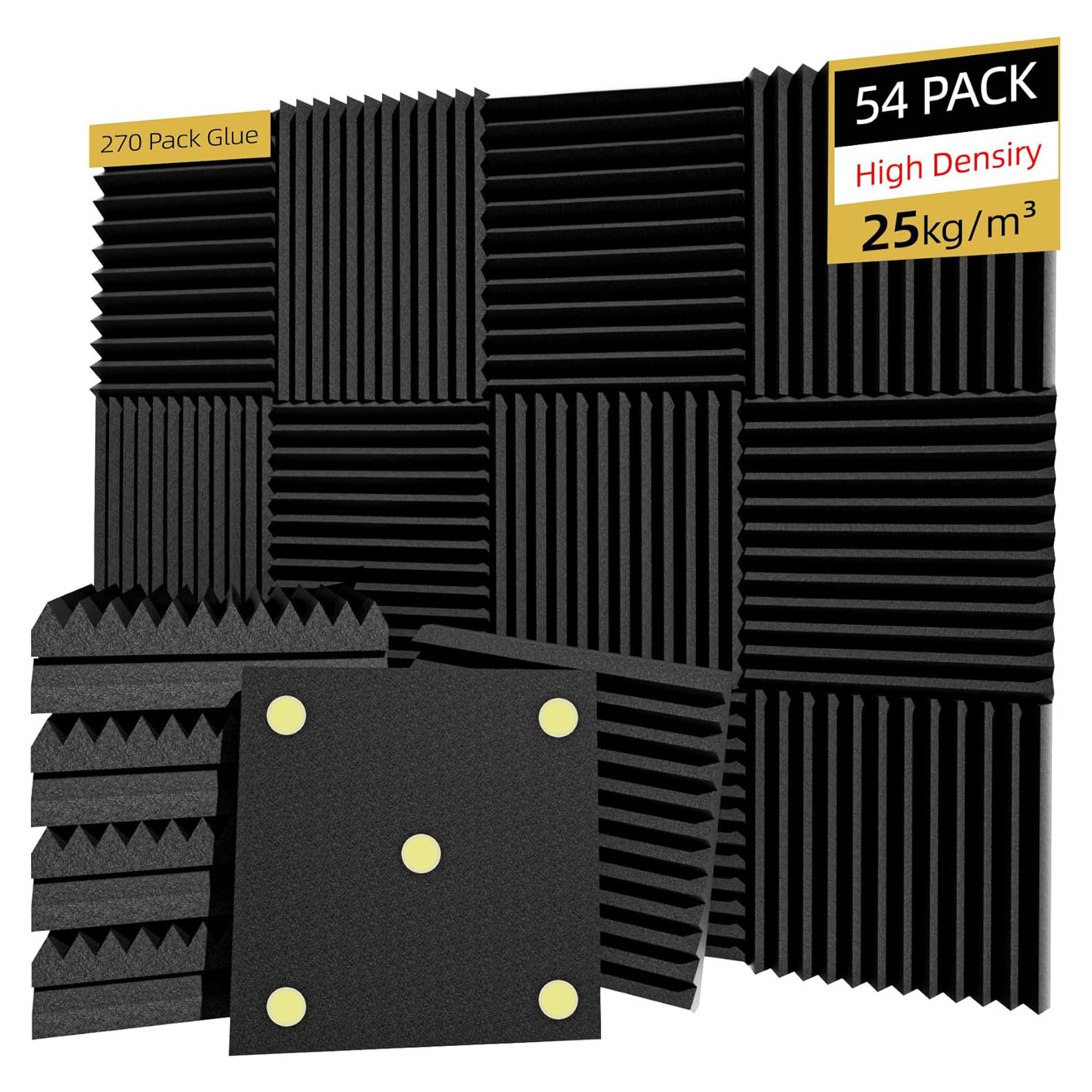 Paquete de 54 Paneles Aislantes de Sonido 30.48cm Negro