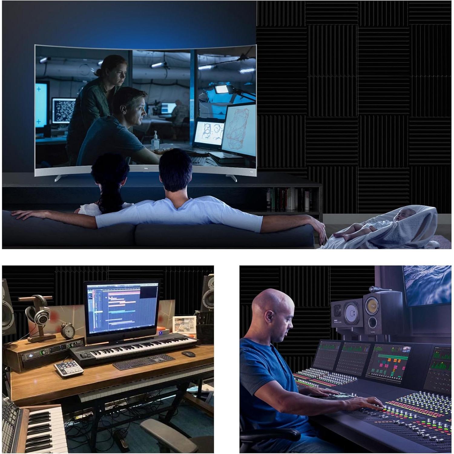 Paquete de 54 Paneles Aislantes de Sonido 30.48cm Negro