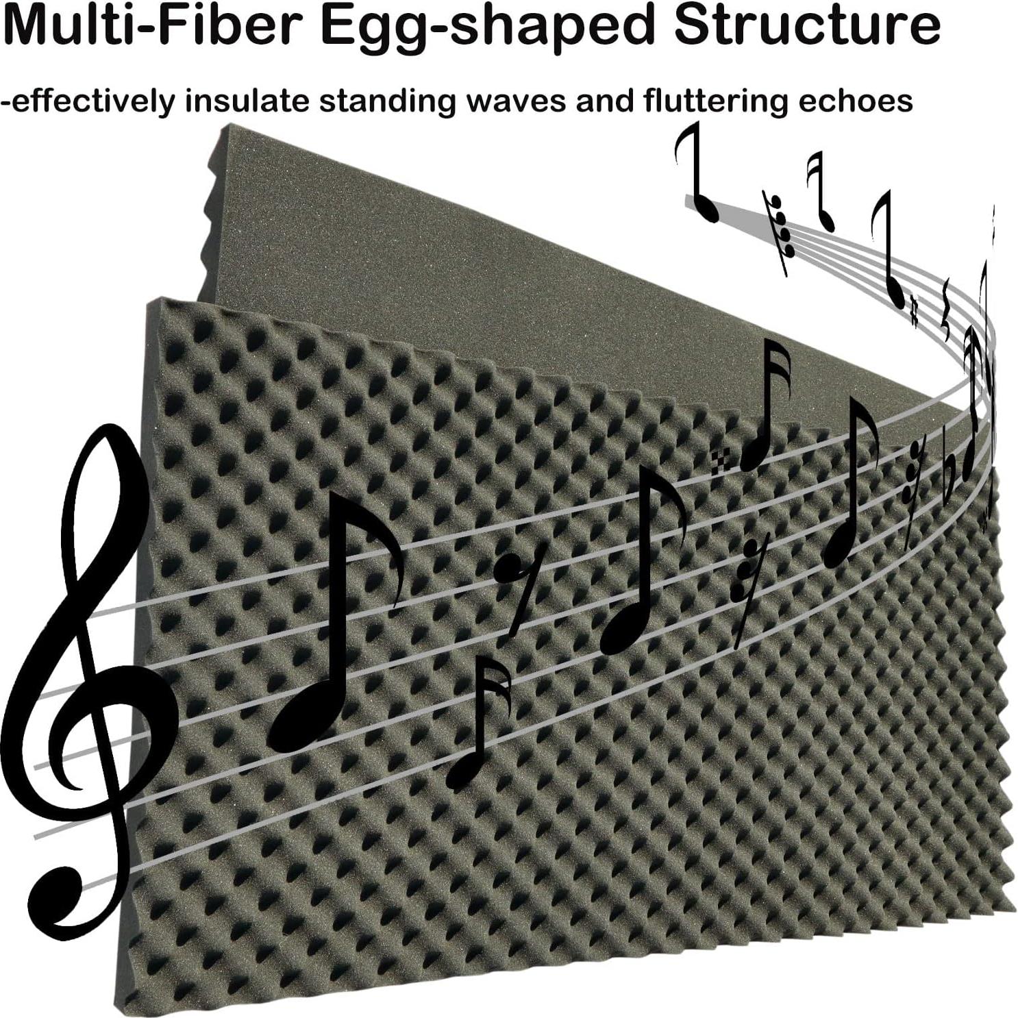 Paneles Acústicos de Espuma de Huevo 2 PCS 121.9x61x5cm Negro