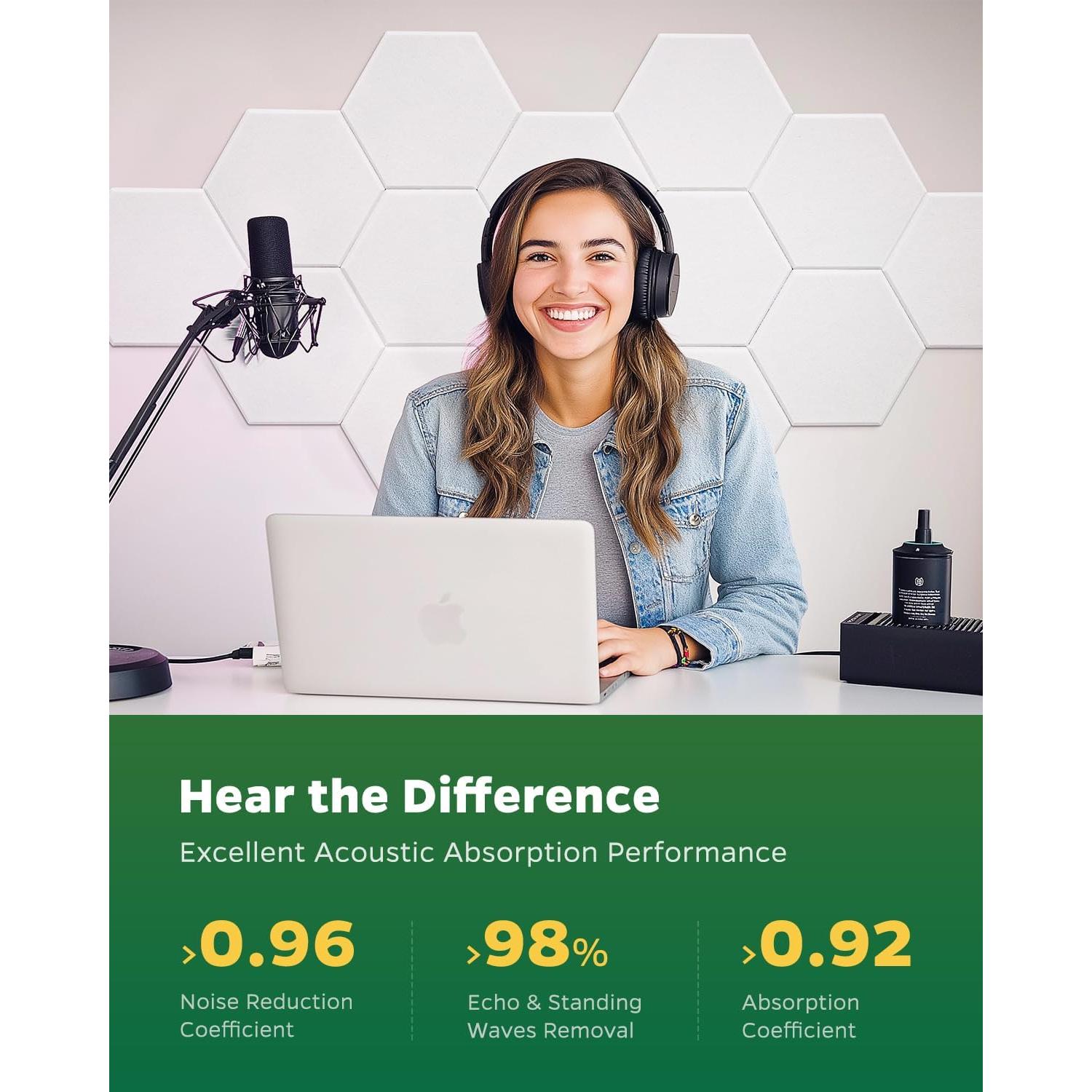 Paneles Aislantes de Sonido Topnaca 12 Hexágonos 30.48x25.4cm