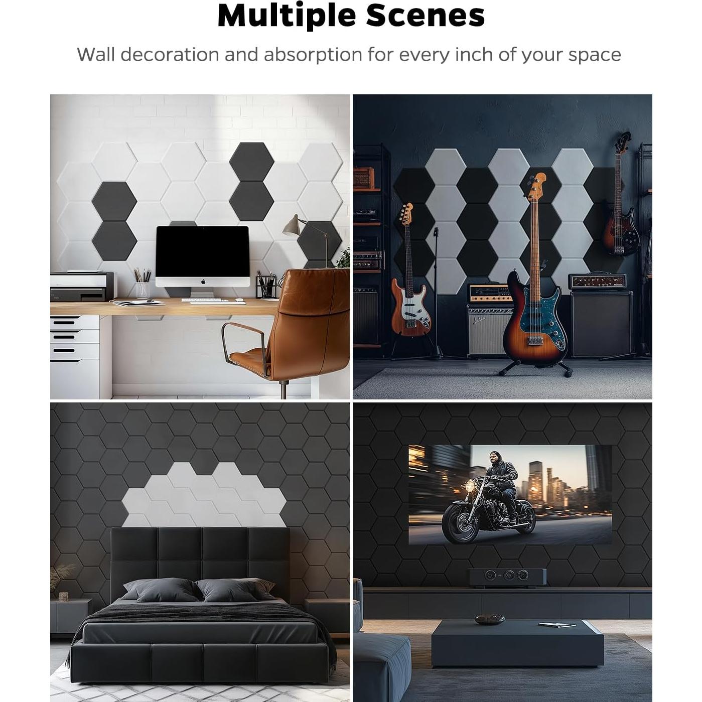 Paneles Aislantes de Sonido Topnaca 12 Hexágonos 30.48x25.4cm