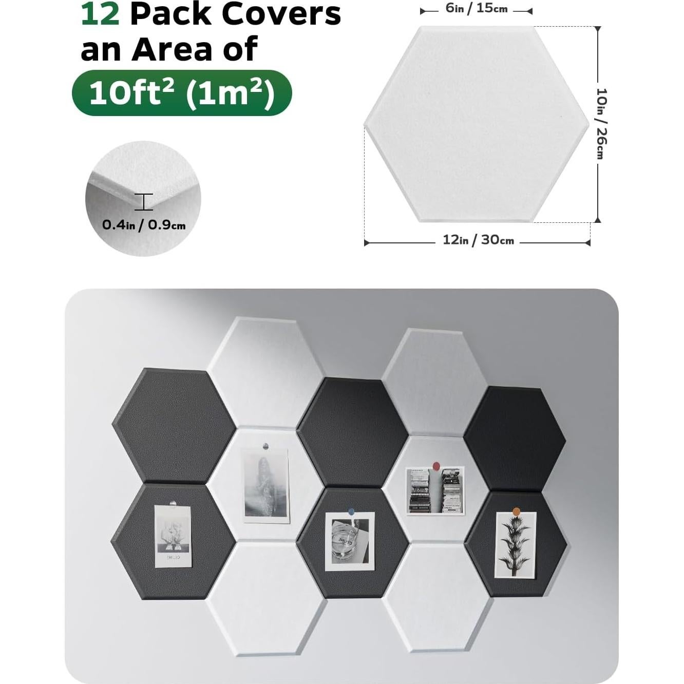 Paneles Aislantes de Sonido Topnaca 12 Hexágonos 30.48x25.4cm
