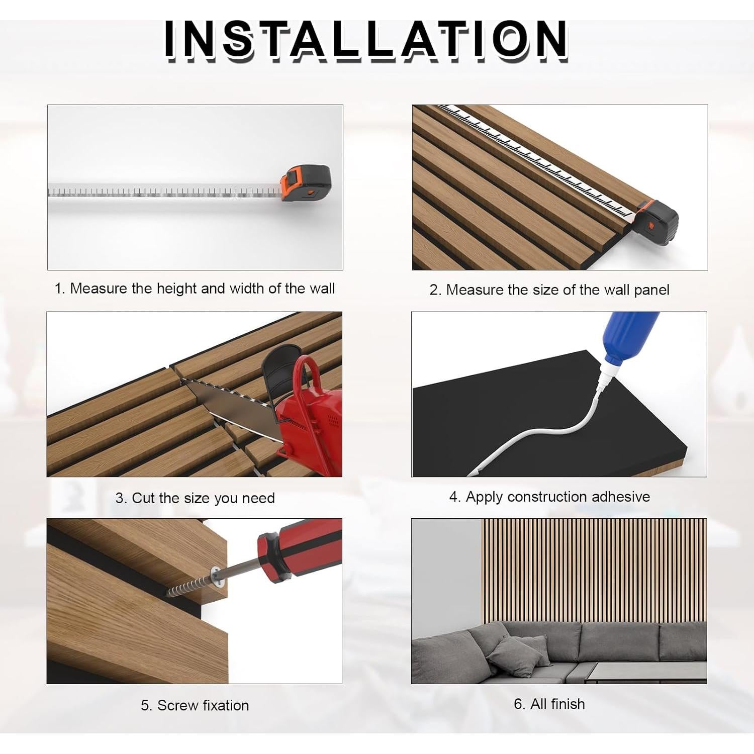 Paneles Acústicos de Madera NeatiEase 4 Piezas 243.84x32 cm