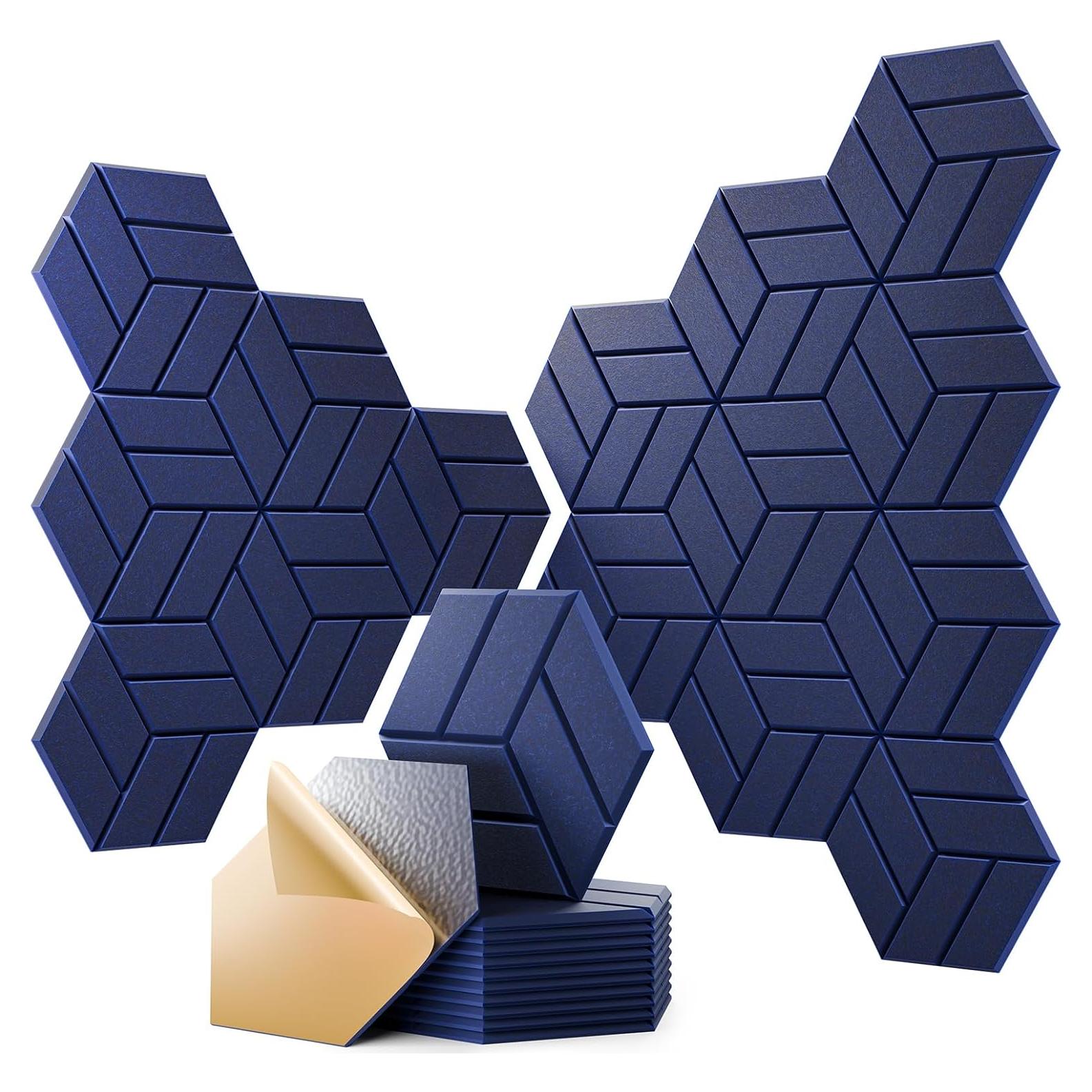 12 Paneles Acústicos Autoadhesivos Espuma Alta Densidad Azul