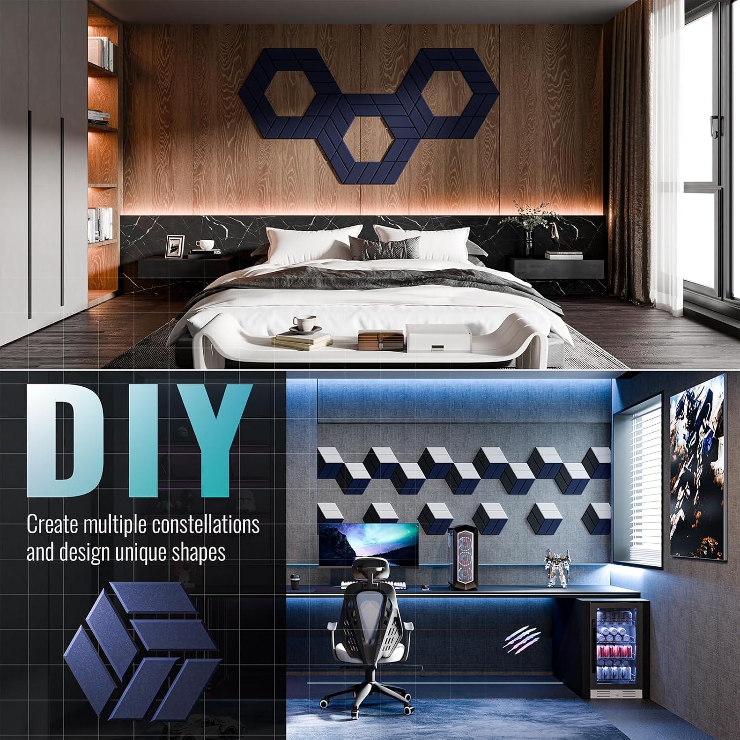 12 Paneles Acústicos Autoadhesivos Espuma Alta Densidad Azul