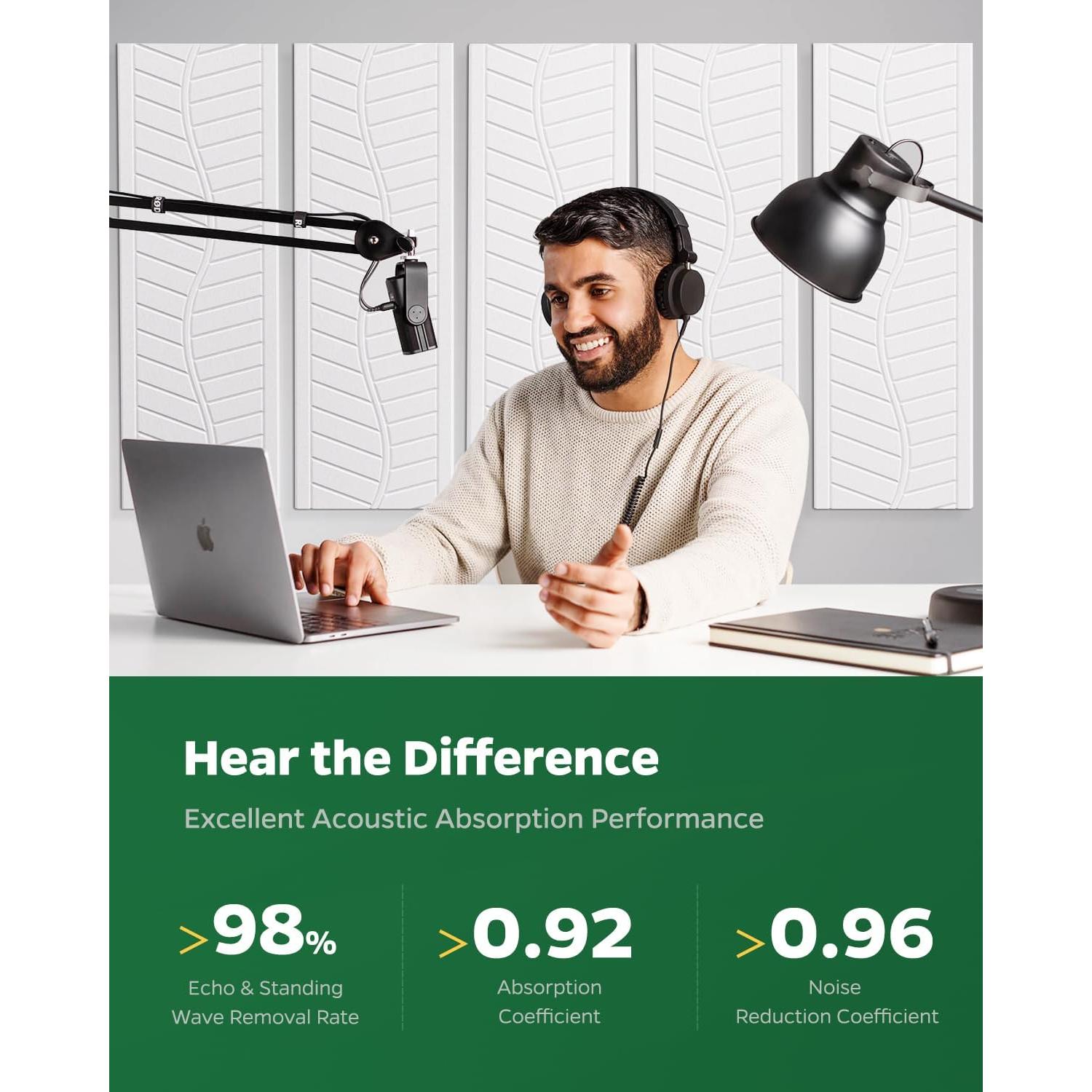 Paneles Aislantes de Sonido Topnaca 6 Piezas 43x30cm Blanco