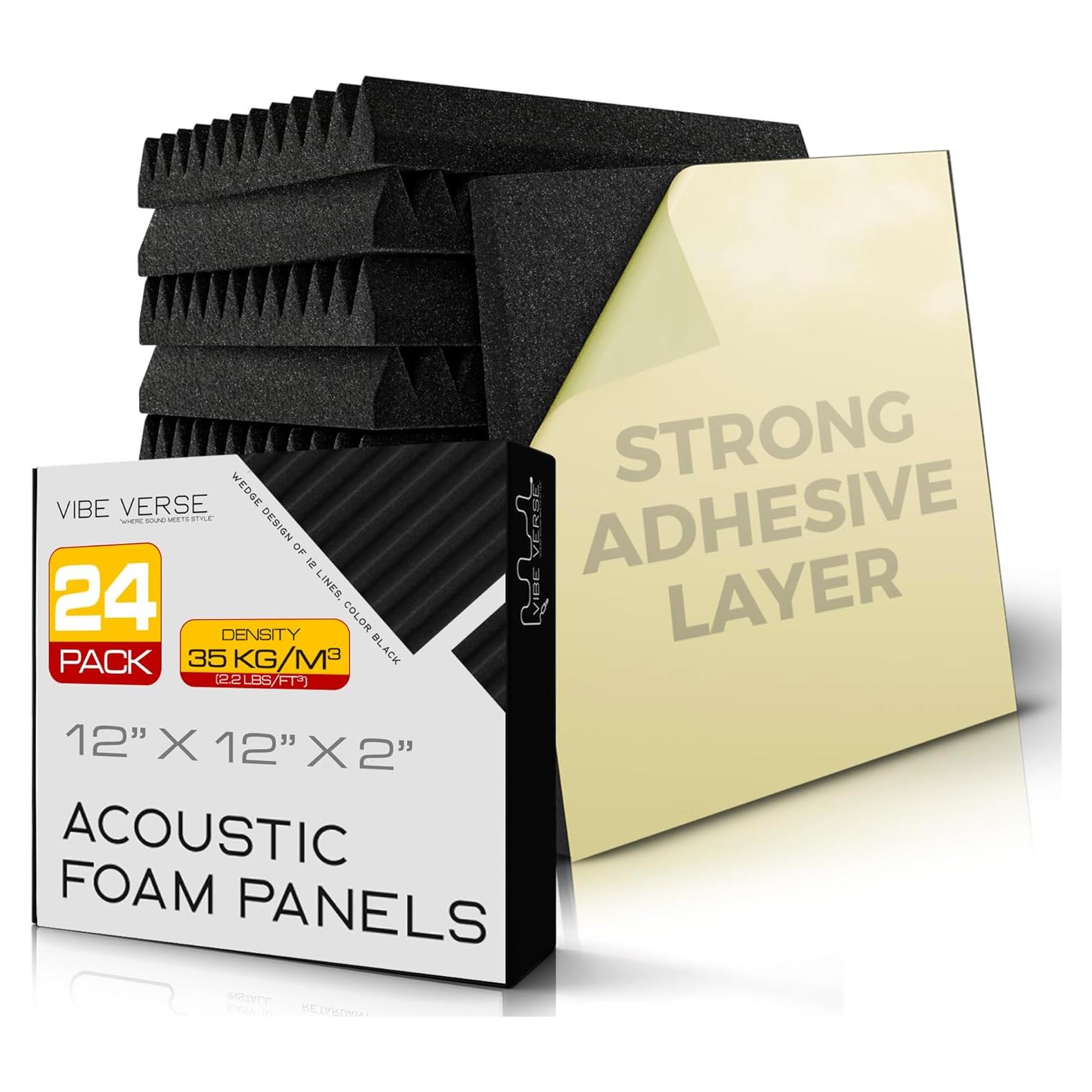 Paneles de Espuma Acústica VibeVerse 24 Unidades 30.48x30.48cm
