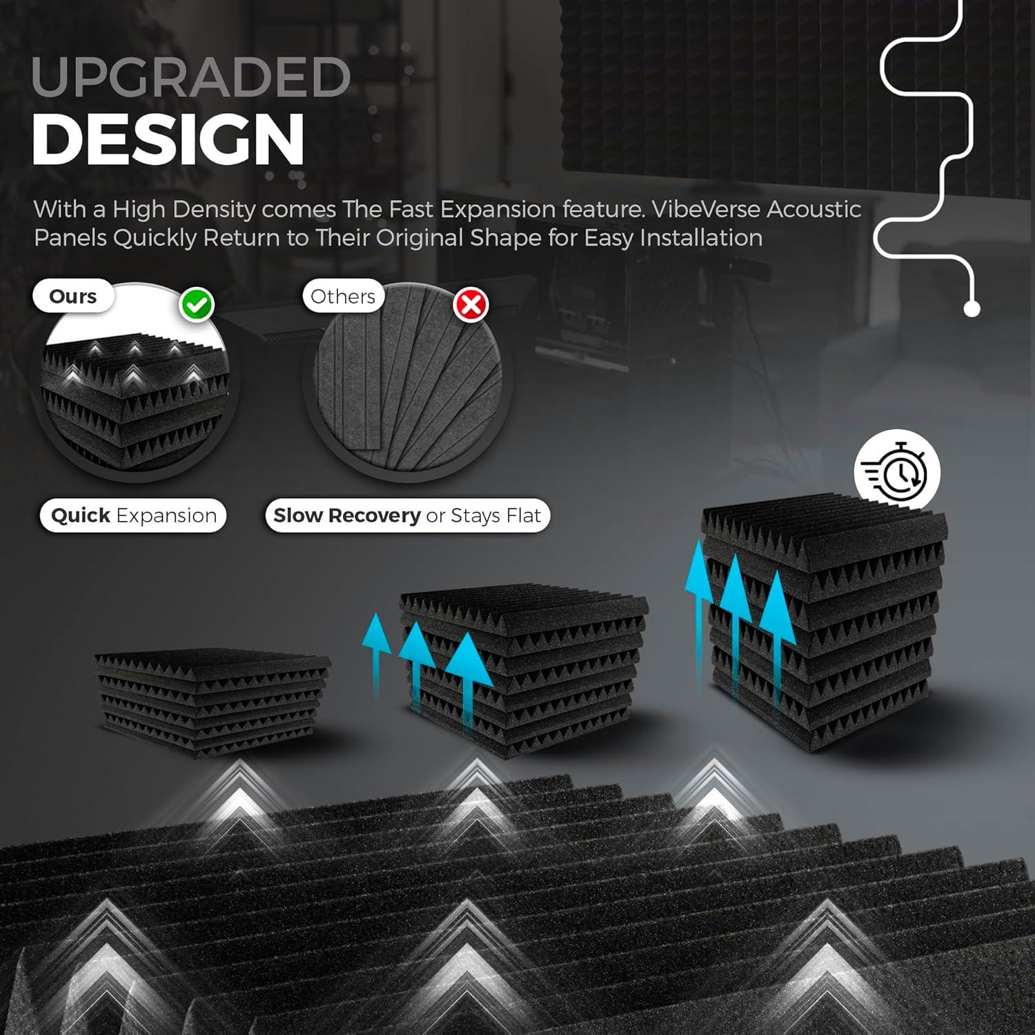 Paneles de Espuma Acústica VibeVerse 24 Unidades 30.48x30.48cm