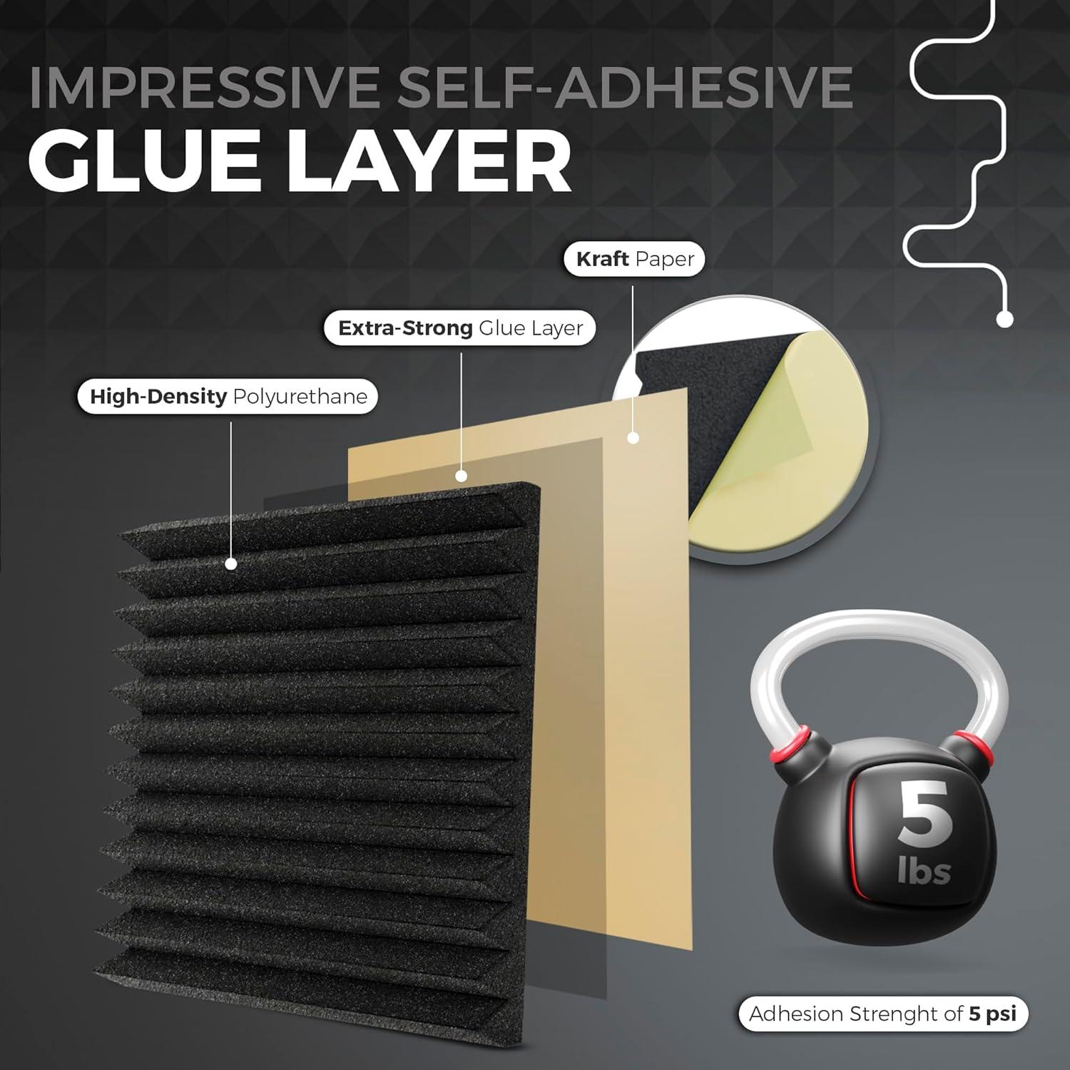 Paneles de Espuma Acústica VibeVerse 24 Unidades 30.48x30.48cm