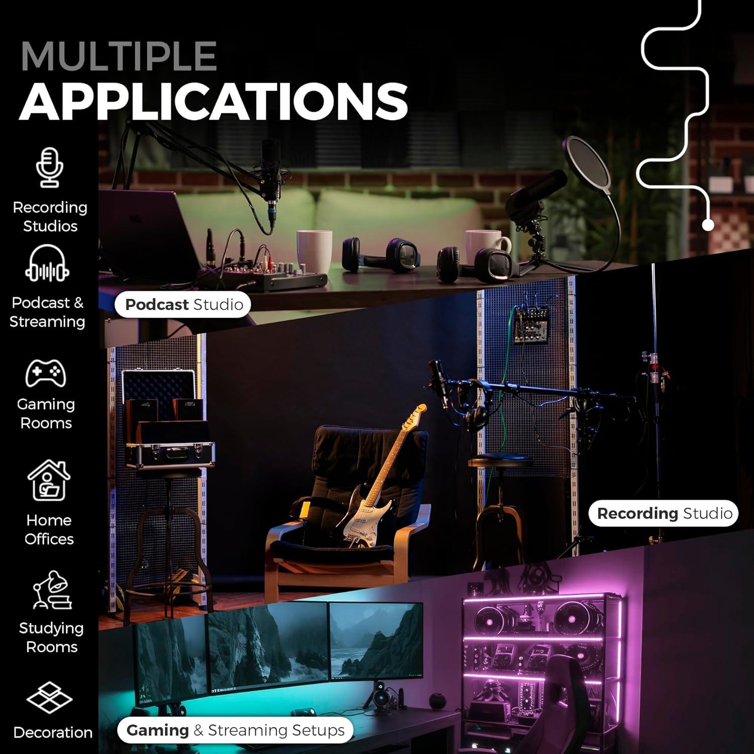 Paneles de Espuma Acústica VibeVerse 24 Unidades 30.48x30.48cm