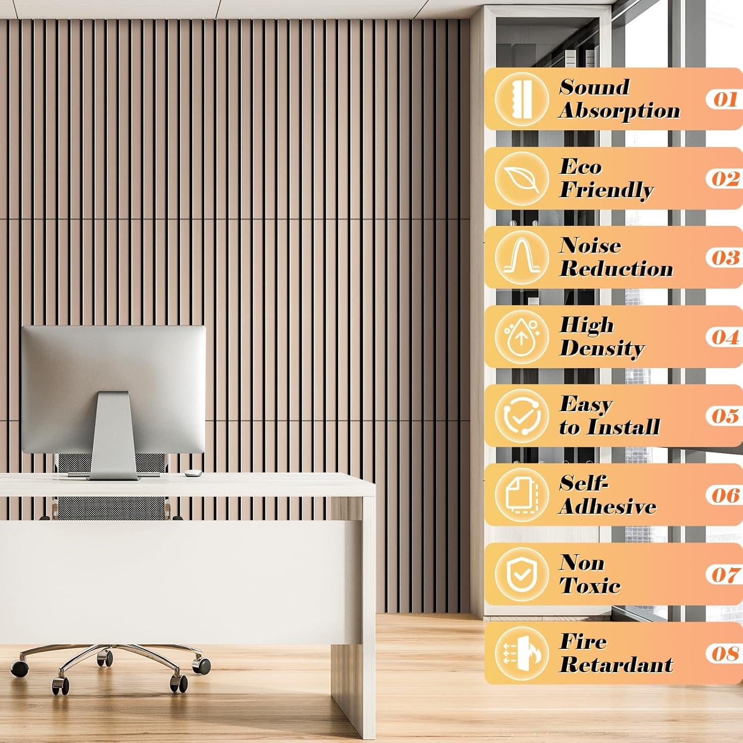 Paquete de 6 Paneles Acústicos Autoadhesivos Camel 40x30 cm