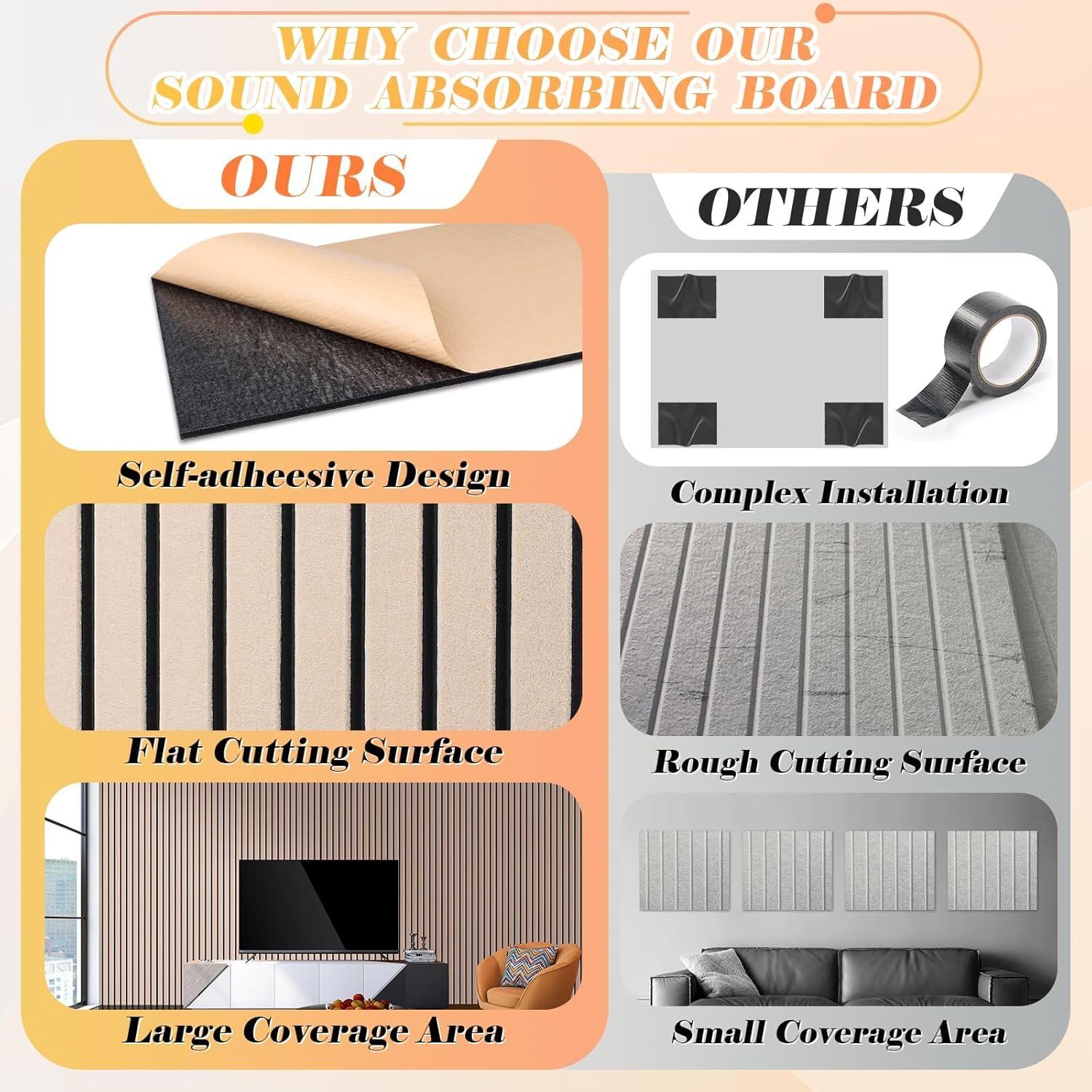 Paquete de 6 Paneles Acústicos Autoadhesivos Camel 40x30 cm