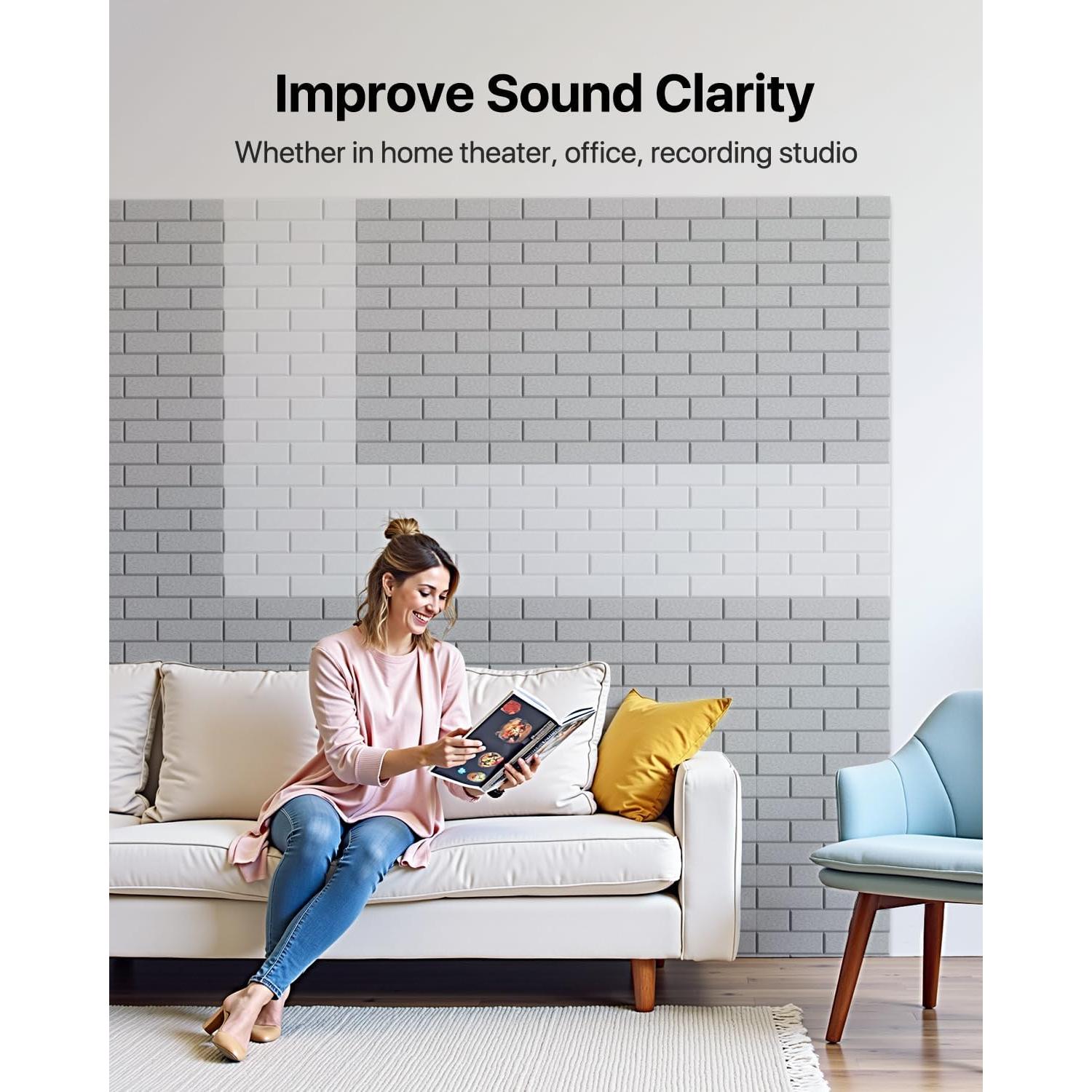 Paneles Acústicos Aislantes Autoadhesivos Ladrillo Gris 18 Pzas