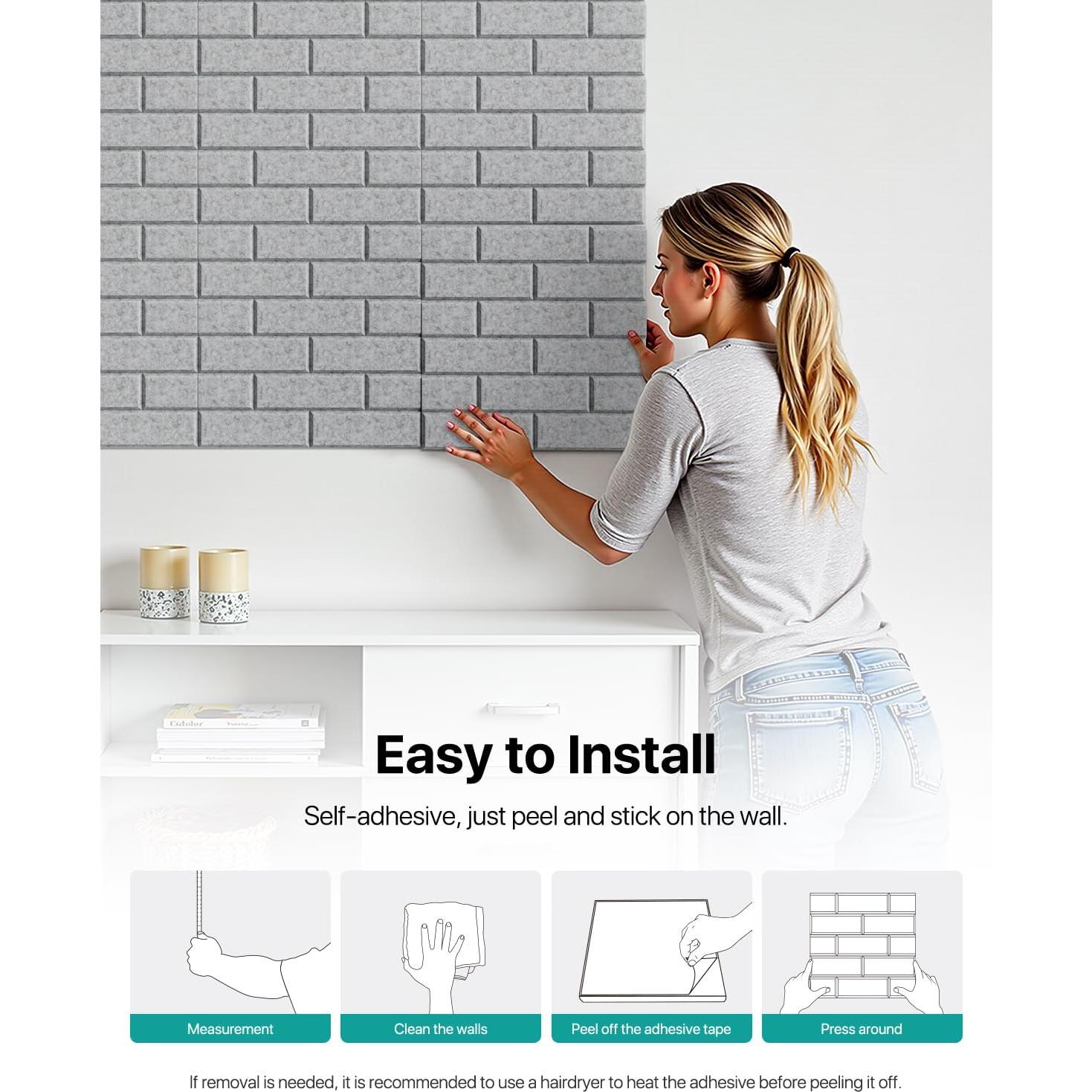 Paneles Acústicos Aislantes Autoadhesivos Ladrillo Gris 18 Pzas