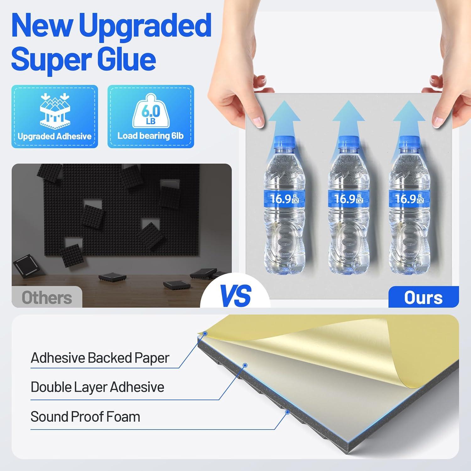 Paquete de 10 Paneles Acústicos Piramidales ZonaSonic 5cm Negro