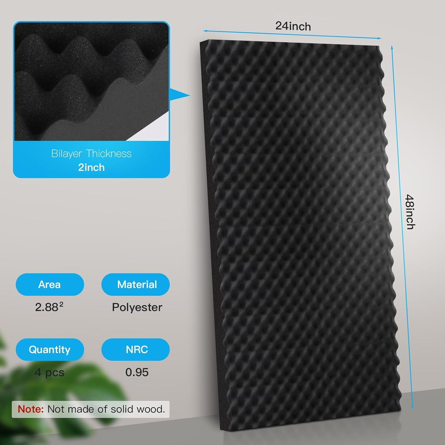 Paneles Acústicos de Espuma Aislantes 2 Pzas 121.92x60.96cm Negro