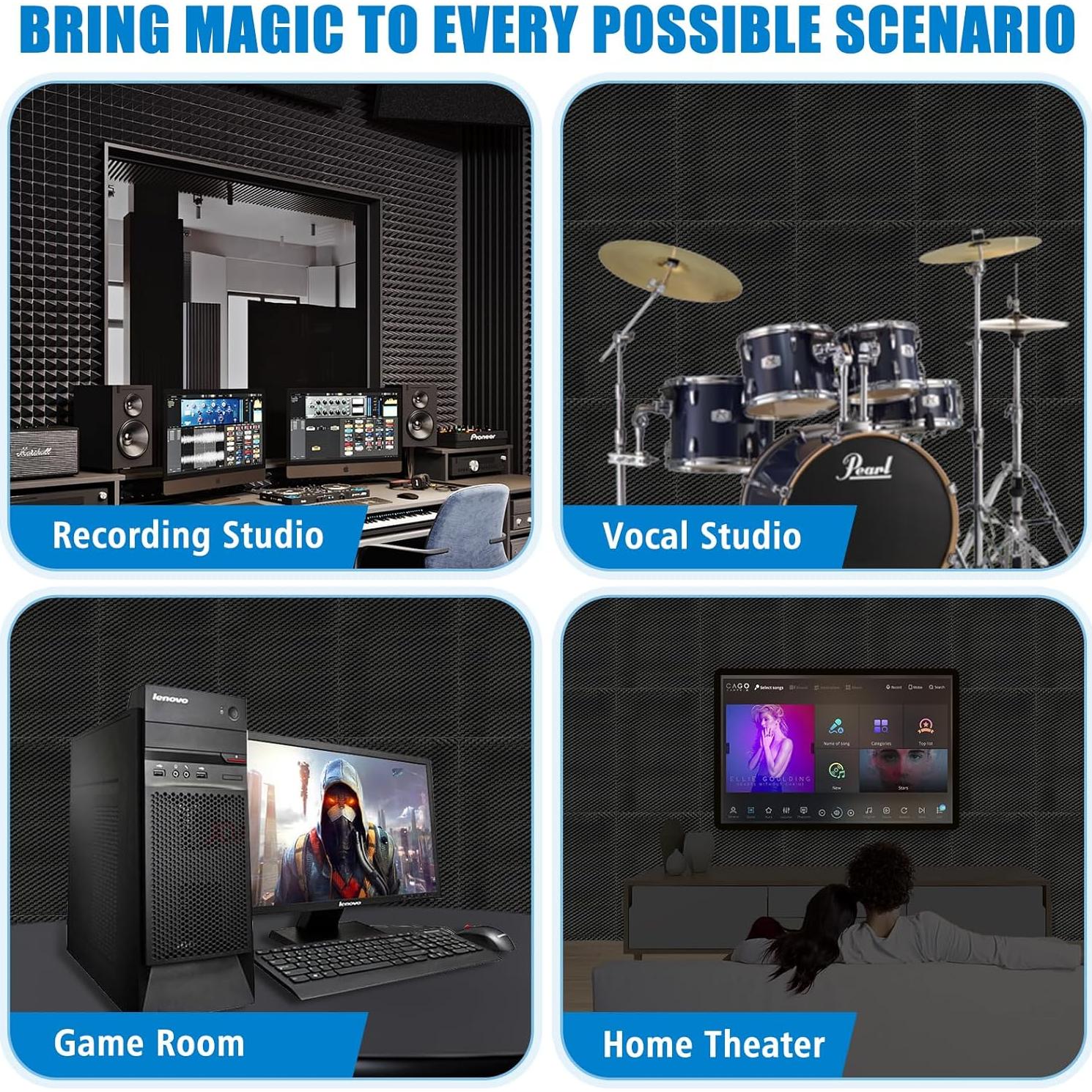 Paneles Acústicos de Espuma Aislantes 2 Pzas 121.92x60.96cm Negro