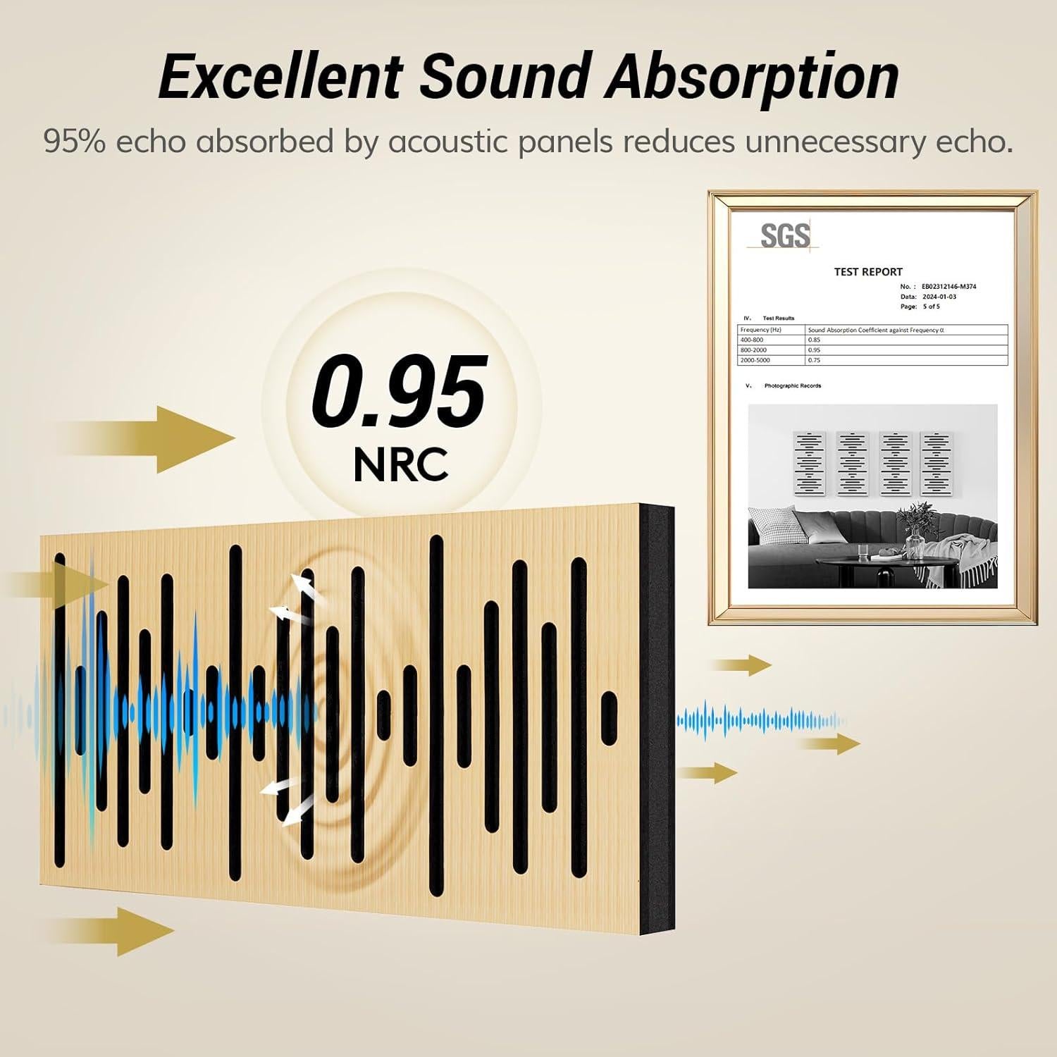 Paneles Acústicos de Madera TONOR 4 Piezas 60x30 cm