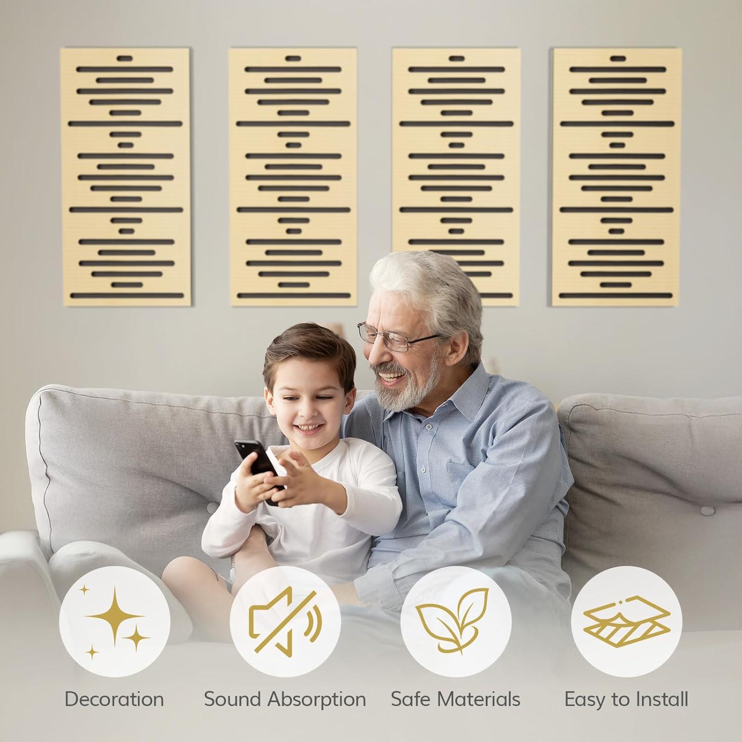 Paneles Acústicos de Madera TONOR 4 Piezas 60x30 cm