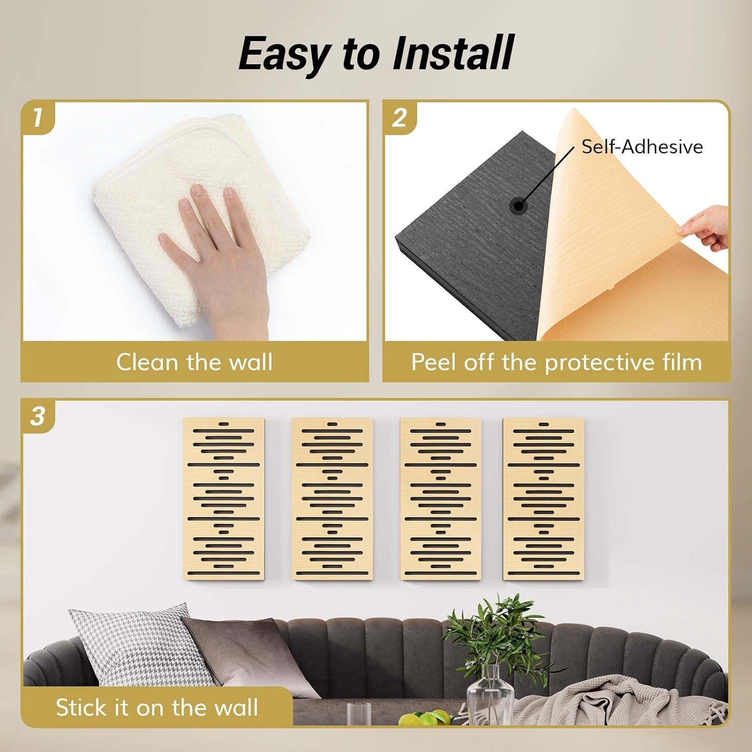 Paneles Acústicos de Madera TONOR 4 Piezas 60x30 cm