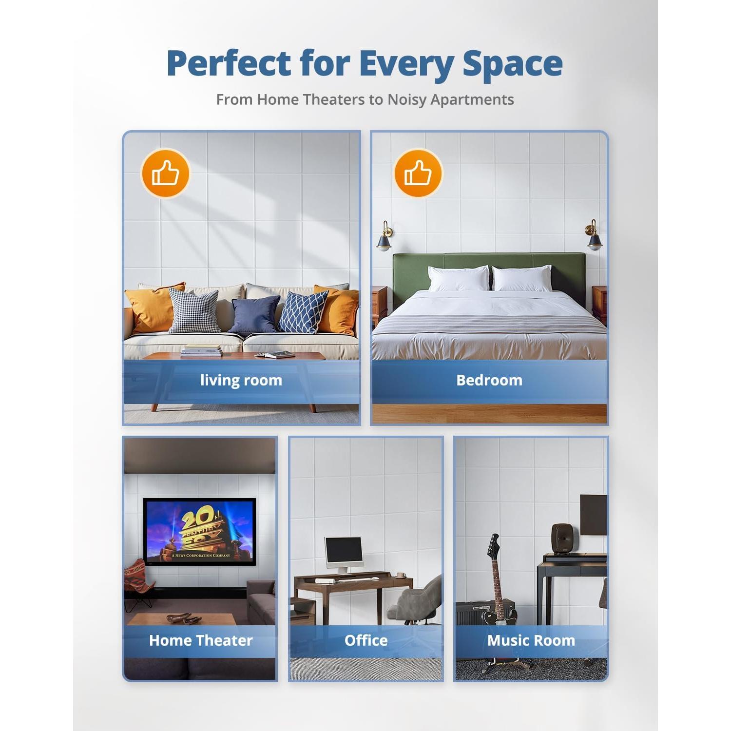 Paneles Acústicos Aislantes Blancos 30.48x30.48cm - Paquete de 12