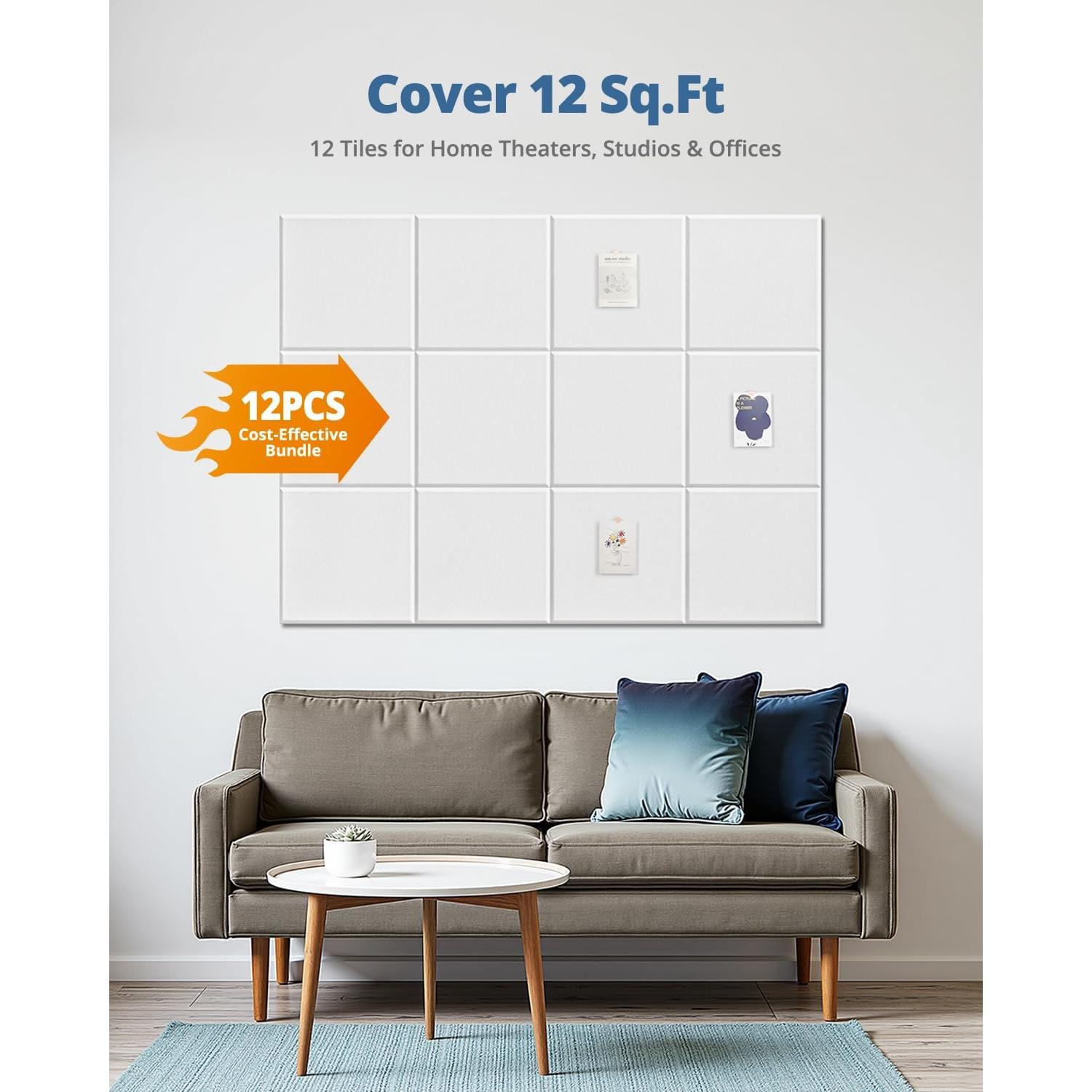 Paneles Acústicos Aislantes Blancos 30.48x30.48cm - Paquete de 12