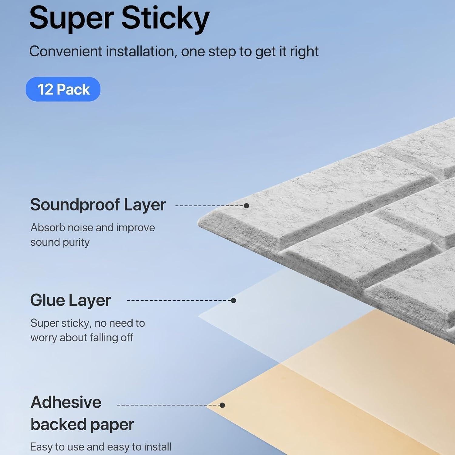 Paquete de 12 Paneles Acústicos Aislantes de Sonido 30.48cm - Negro