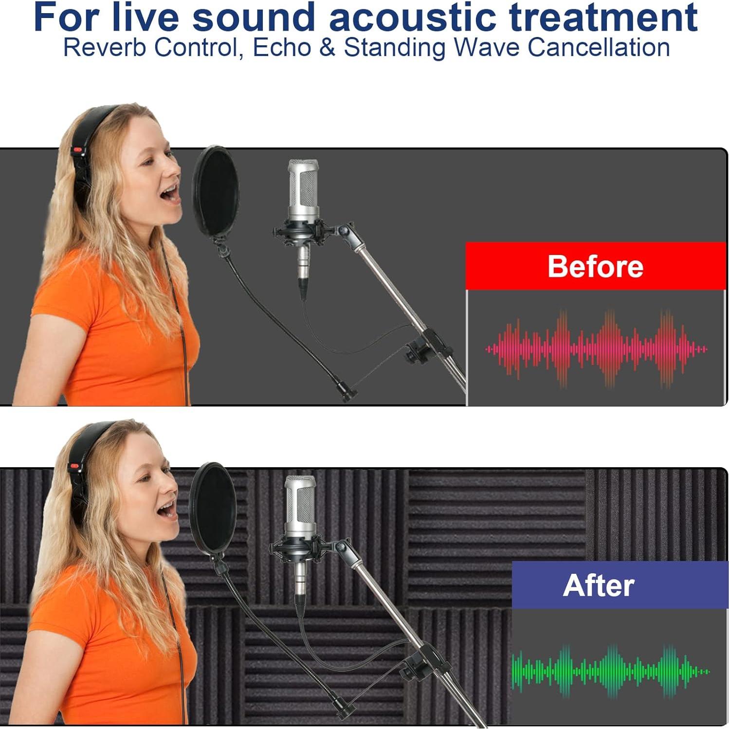 Paneles Acústicos de Espuma Ikaufen 48 Piezas 30x30cm