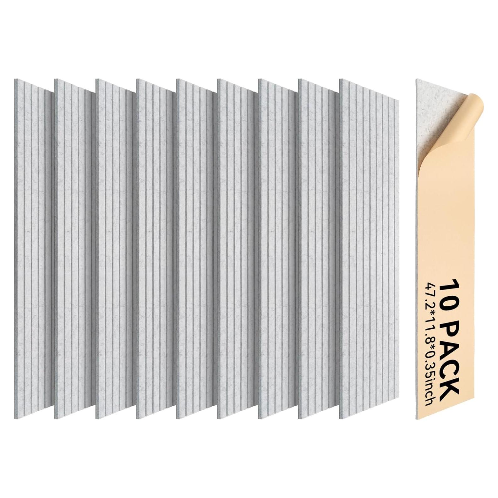Paneles Acústicos Autoadhesivos 10 Unidades 120x30cm Gris Plateado