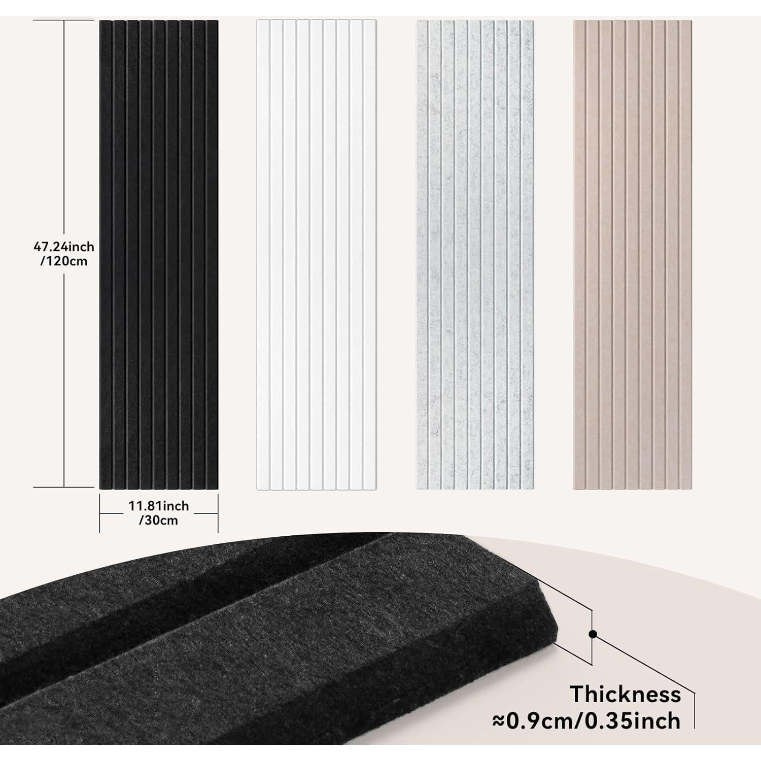 Paneles Acústicos Autoadhesivos 10 Unidades 120x30cm Gris Plateado
