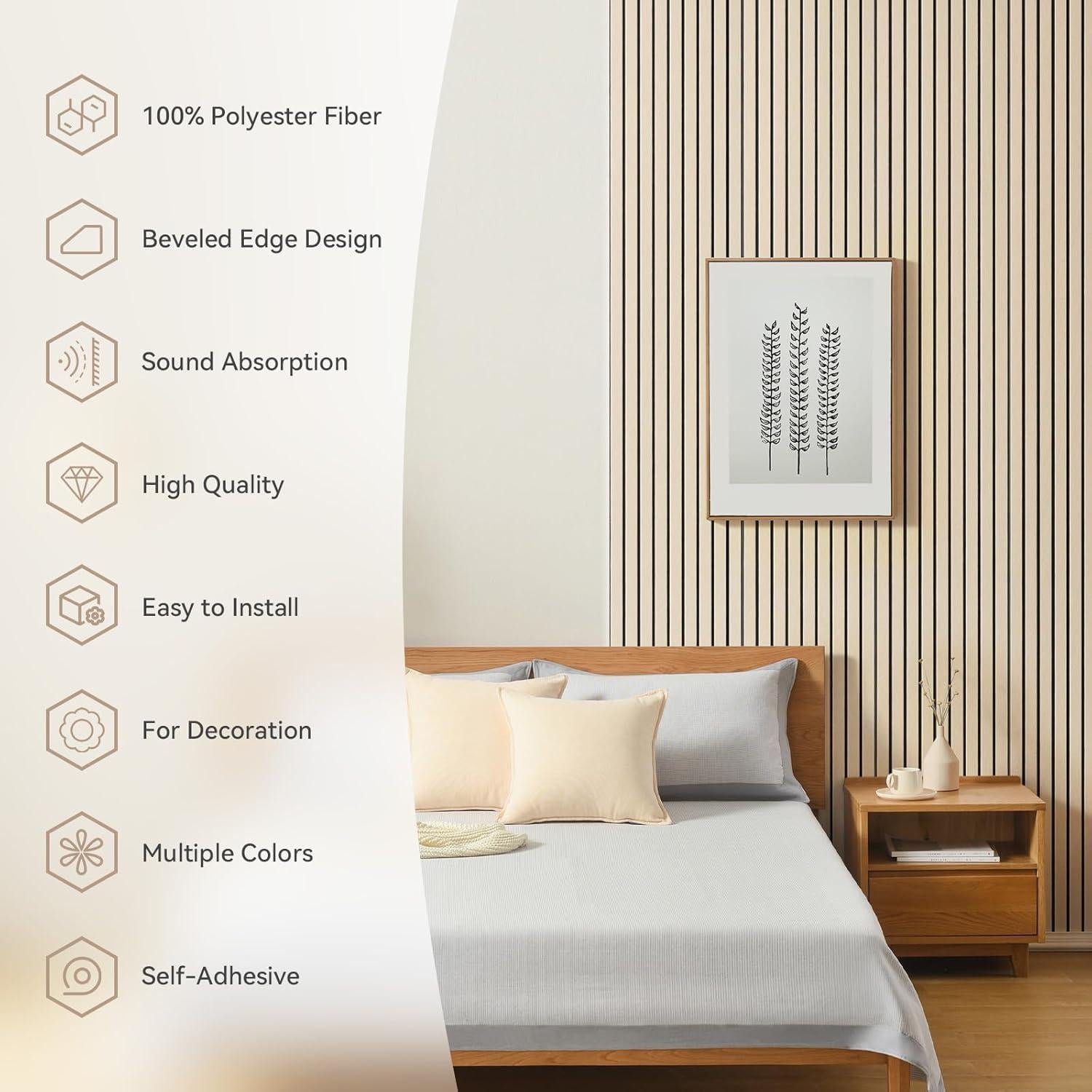 Paneles Acústicos Autoadhesivos 10 Unidades 120x30cm Gris Plateado