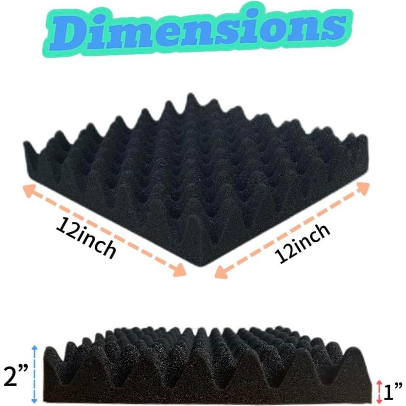 Paquete de 6 Paneles Acústicos Tipo Huevo 30.48cm Negro