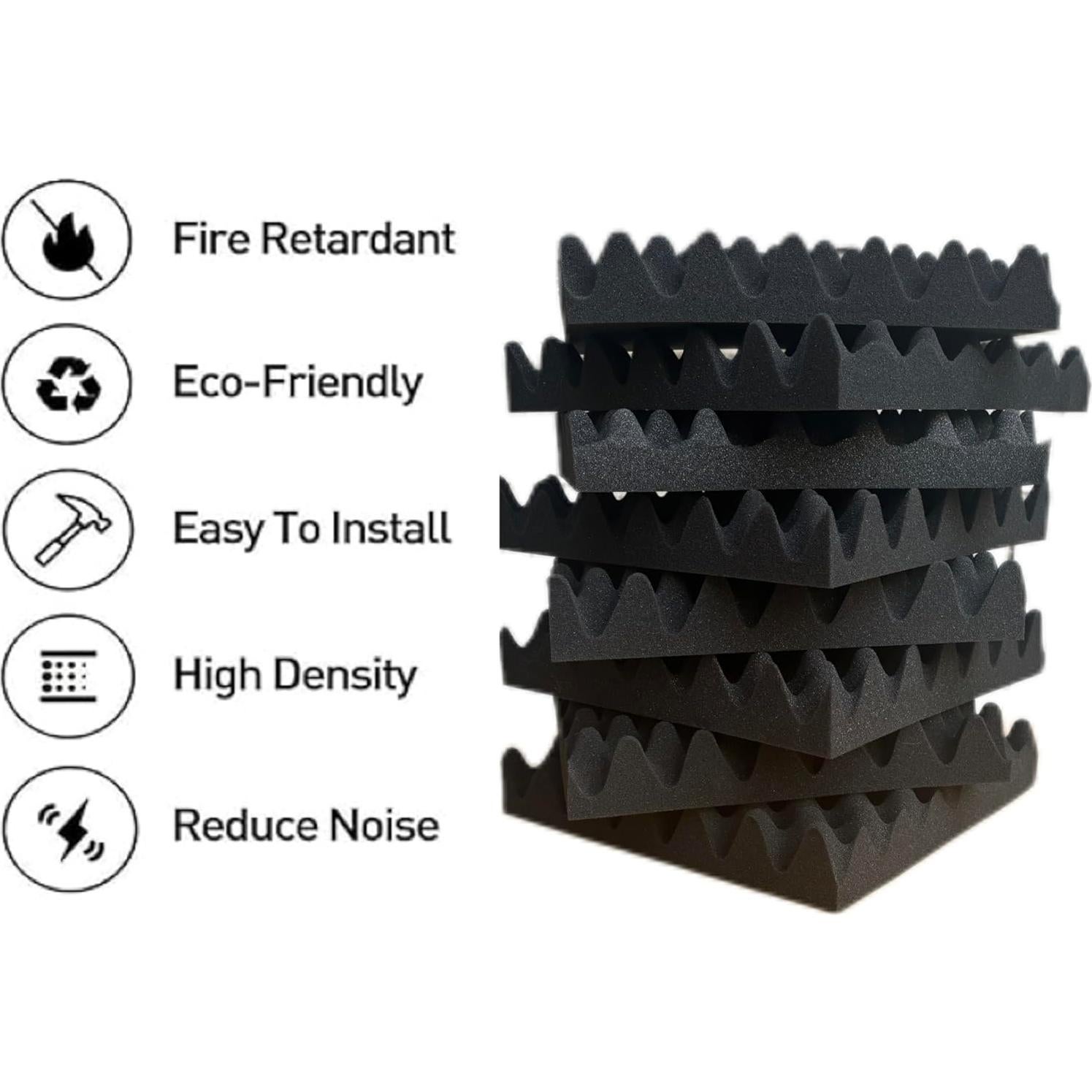 Paquete de 6 Paneles Acústicos Tipo Huevo 30.48cm Negro