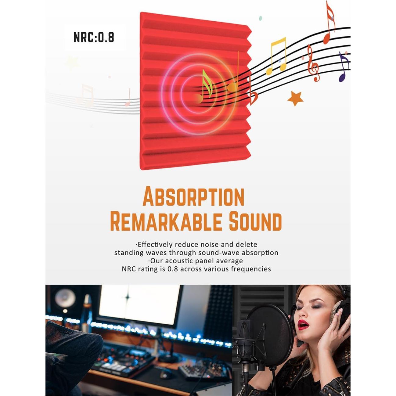 Paneles de Espuma Acústica SAIQIANG 48 Pack 1" x 30.48 cm