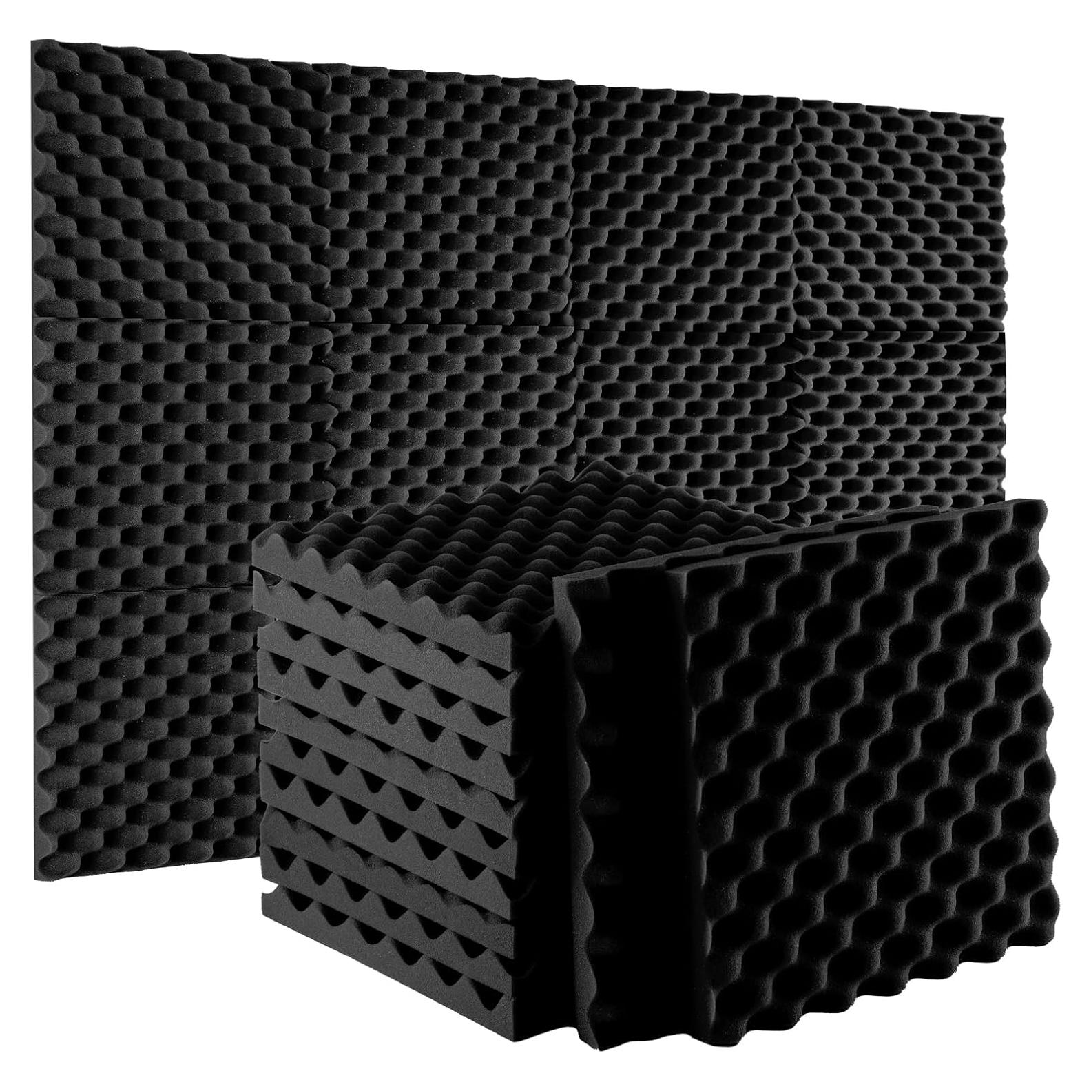 Paneles Acústicos Autoadhesivos Ovalados Negros - 12 Piezas 30.48x30.48 cm