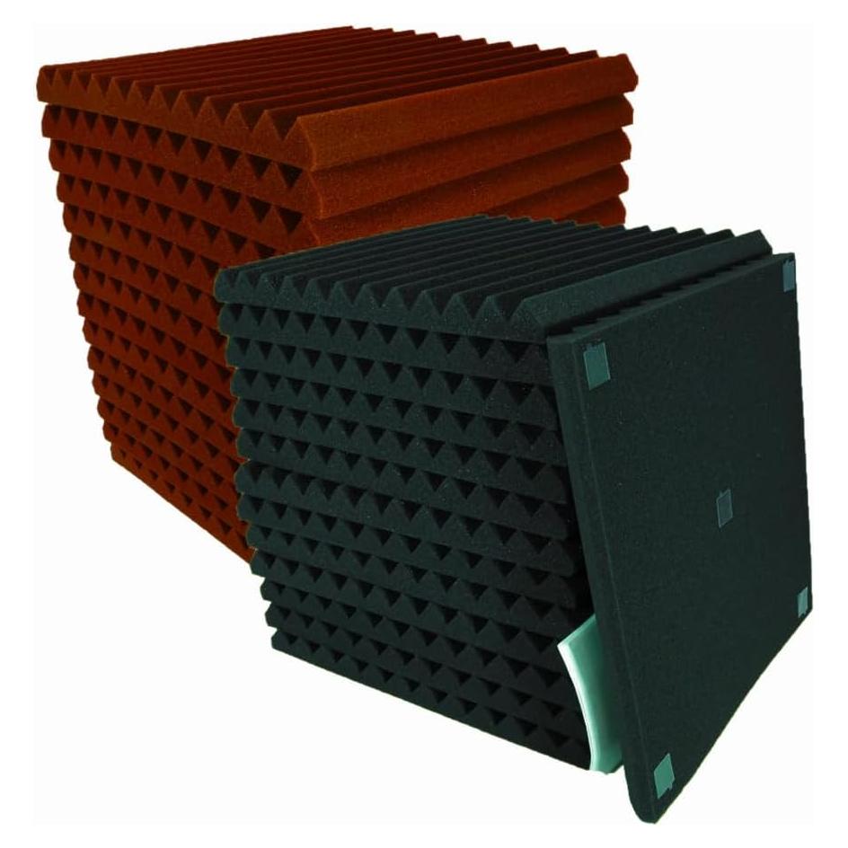 52 Paneles Acústicos Espuma Aislante Sonido 30x30cm Negro/Burdeos