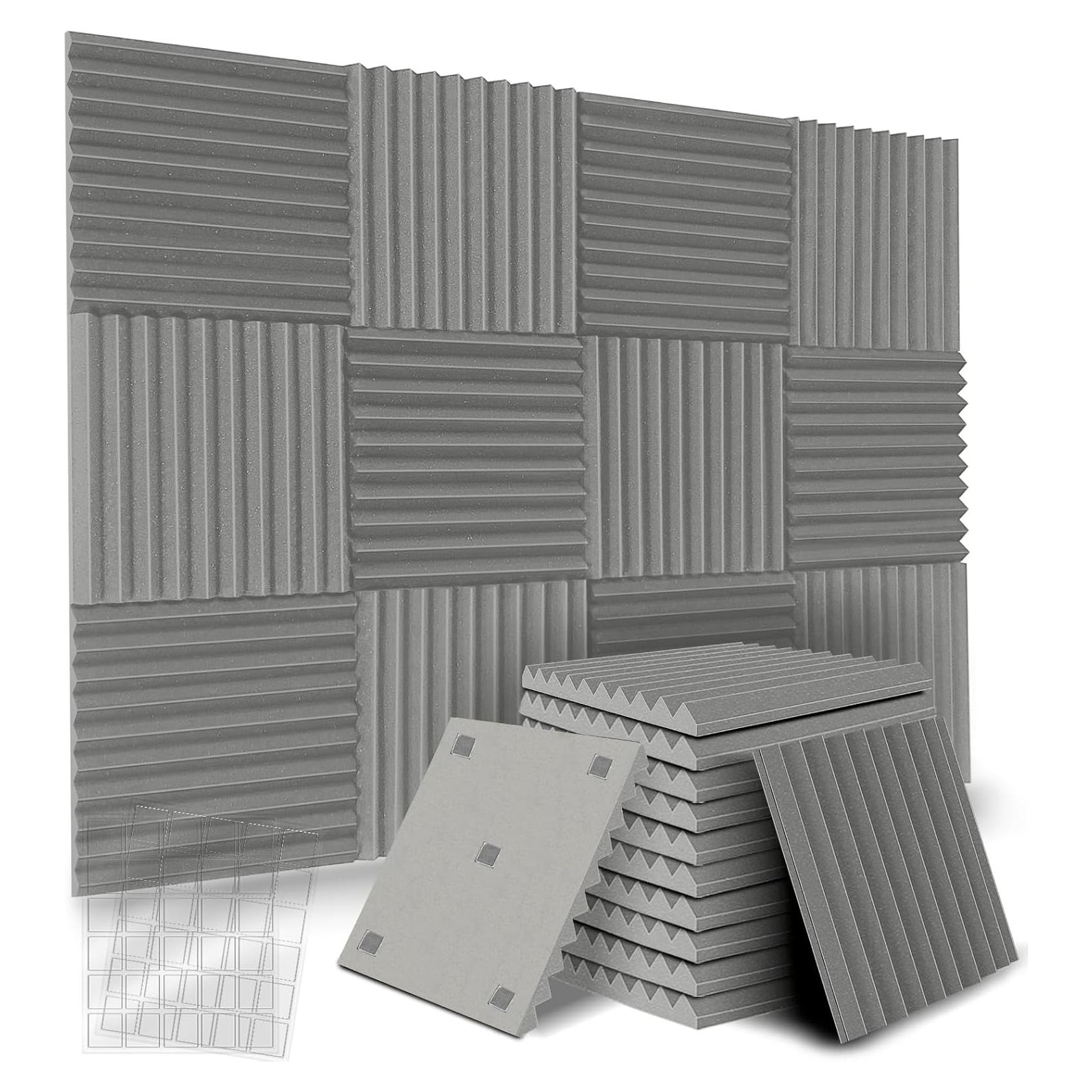 Paquete de 12 Paneles Acústicos de Espuma Aislantes 30.48cm Gris