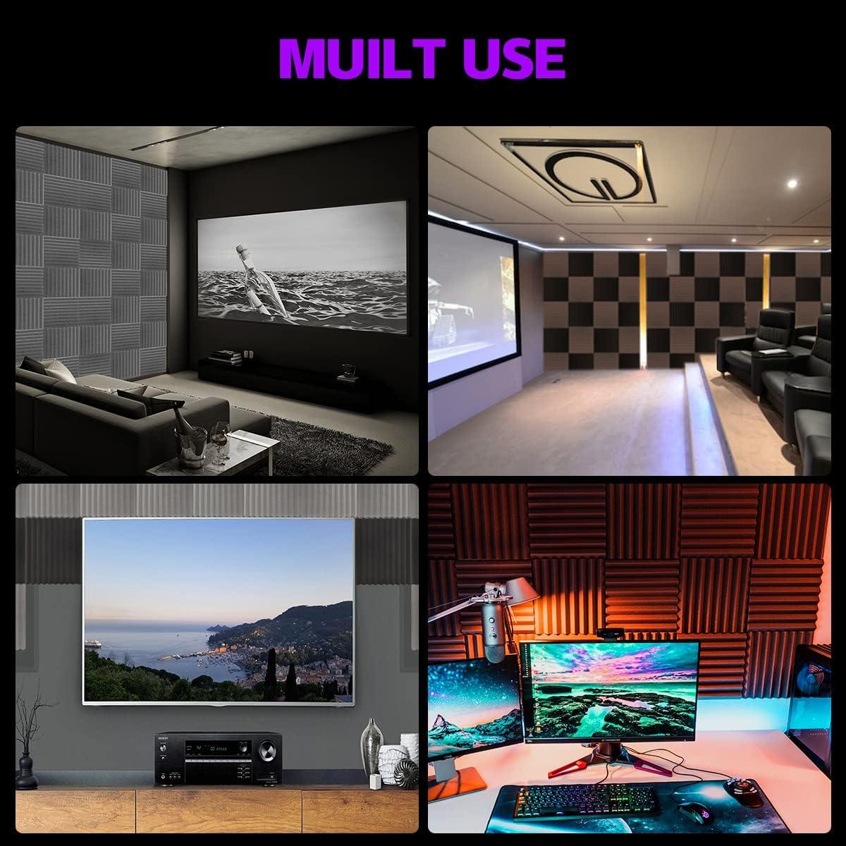 Paquete de 12 Paneles Acústicos de Espuma Aislantes 30.48cm Gris