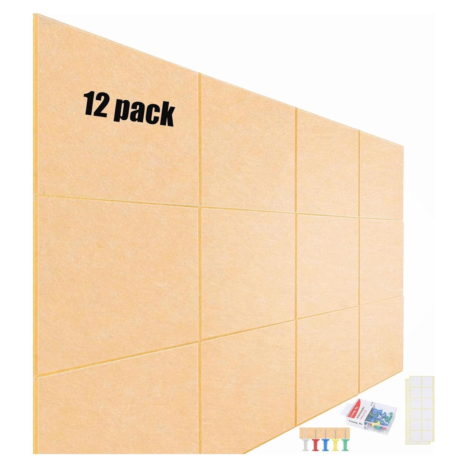 Paquete de 12 Paneles Acústicos HWLIYUTAI 30.48x30.48cm Camel