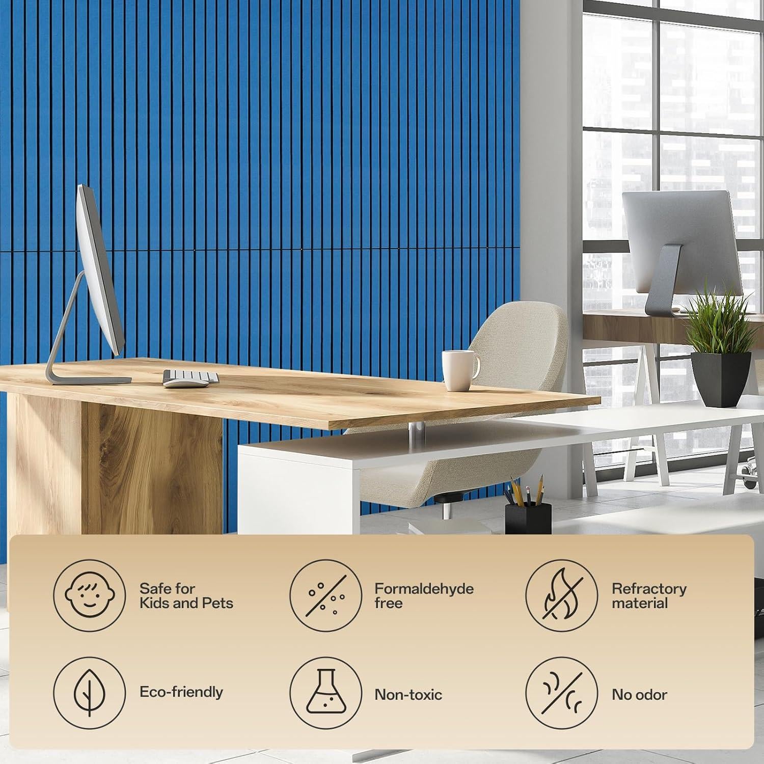 Paneles Acústicos 122x30 cm Keemute Paquete de 10 Azul