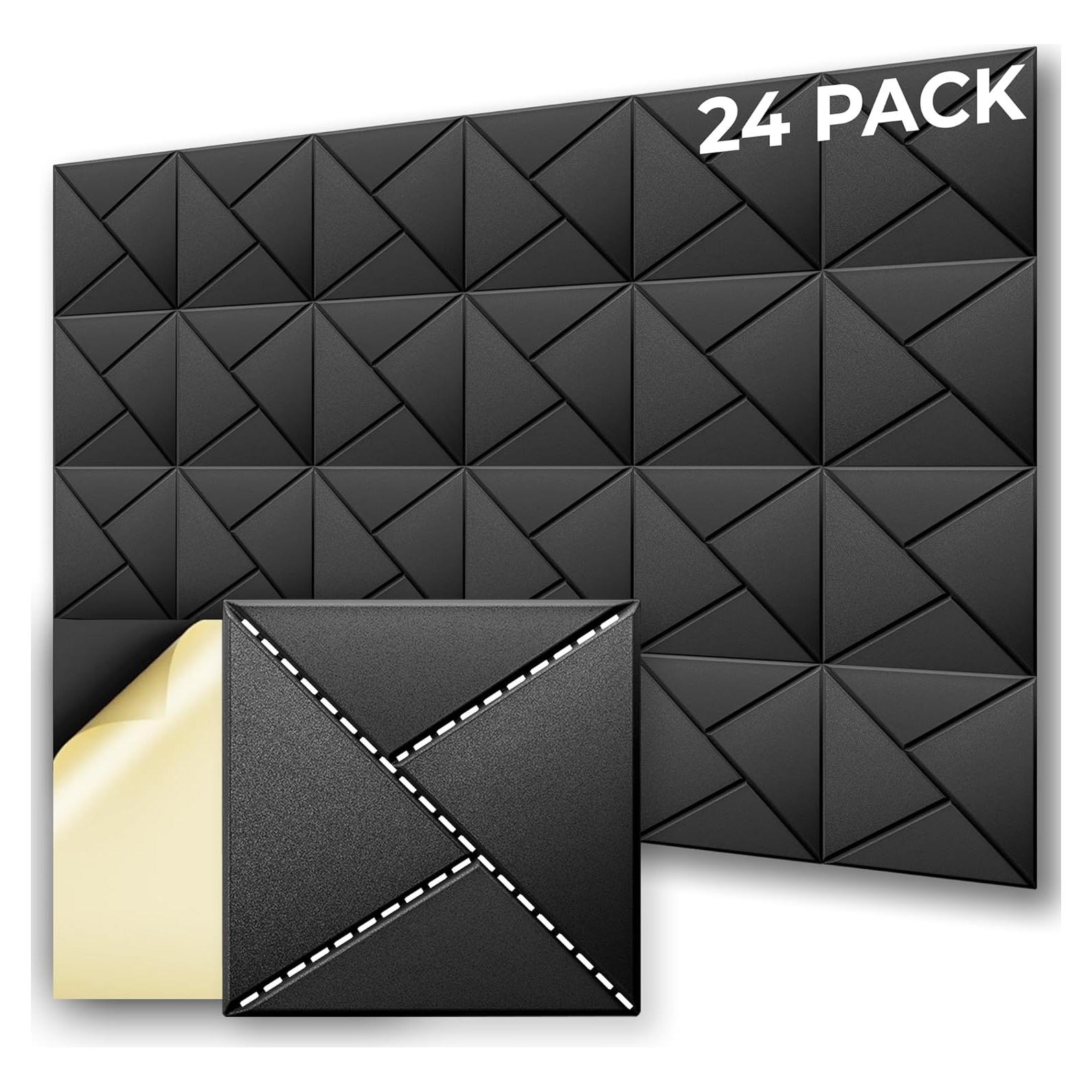 Paquete de 24 Paneles Acústicos Autoadhesivos 30.48x30.48cm - Espuma Aislante de Sonido