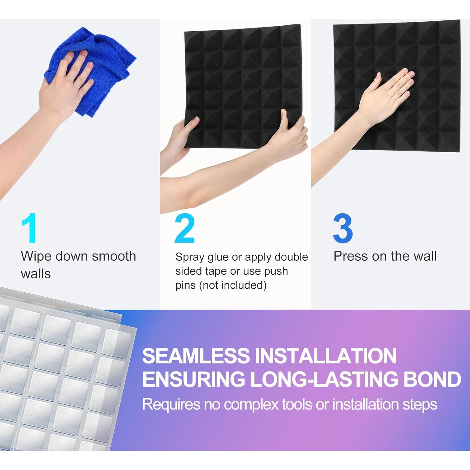 Paneles Acústicos JBER 24 Piezas 5cm Insonorizantes Pirámide