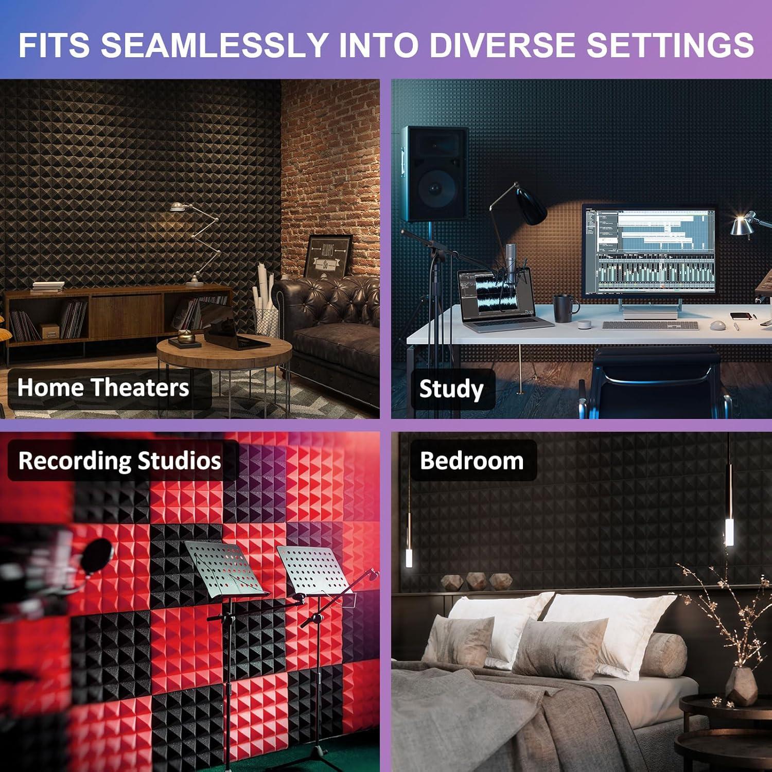 Paneles Acústicos JBER 24 Piezas 5cm Insonorizantes Pirámide