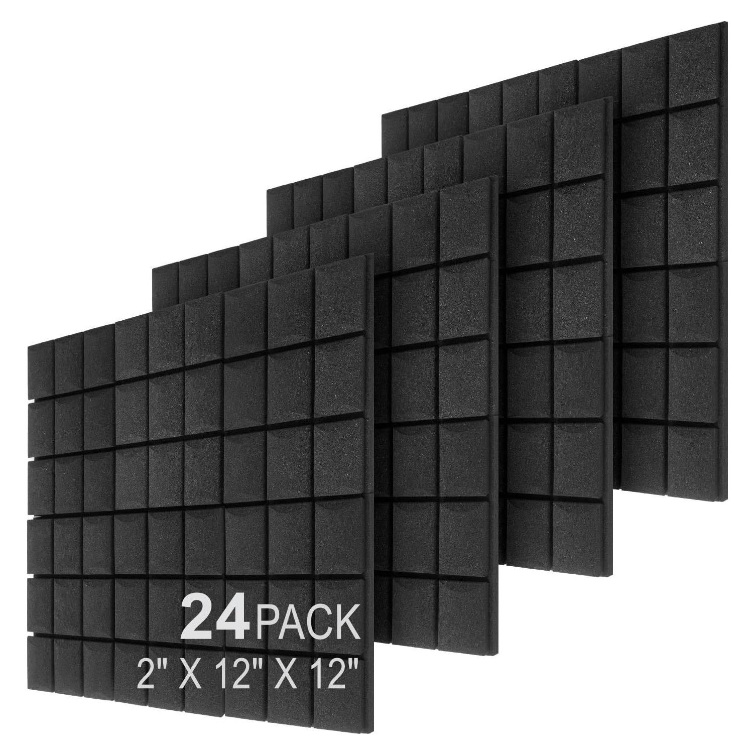 Paneles Acústicos JBER 24 Piezas 30.48x30.48x5.08 cm Negro