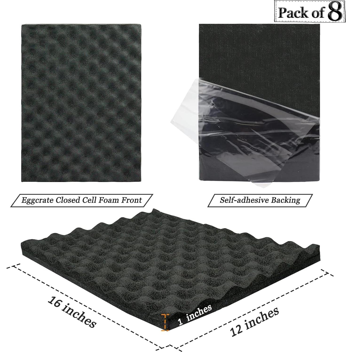 BXI Espuma Acústica Aislamiento 8 Paneles 40.64x30.48cm Negro