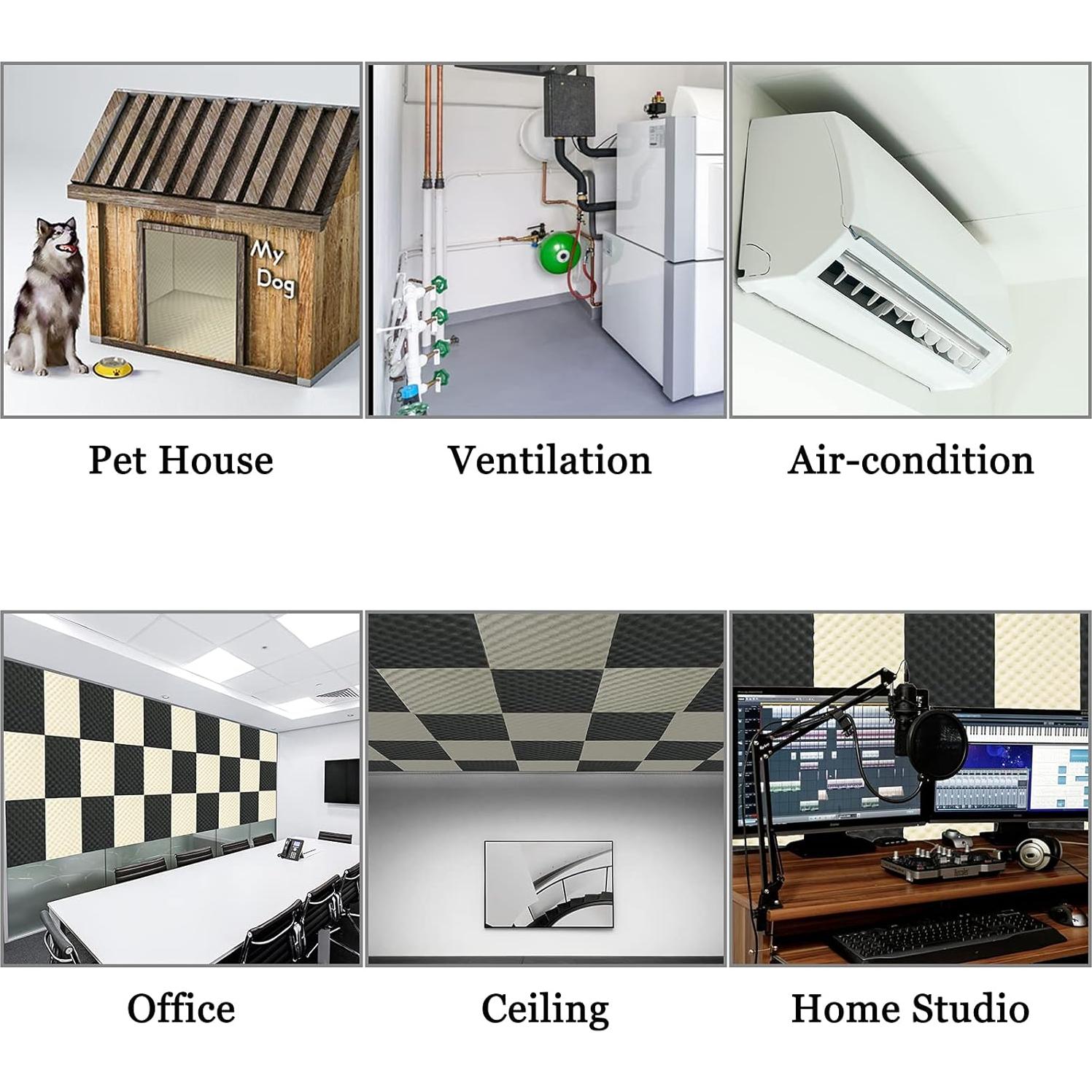 BXI Espuma Acústica Aislamiento 8 Paneles 40.64x30.48cm Negro