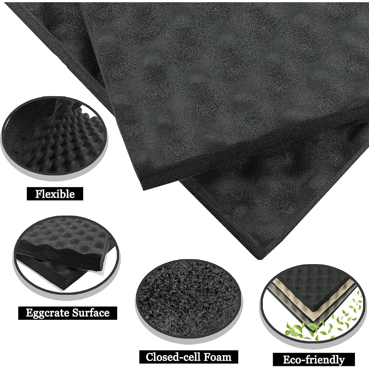 BXI Espuma Acústica Aislamiento 8 Paneles 40.64x30.48cm Negro