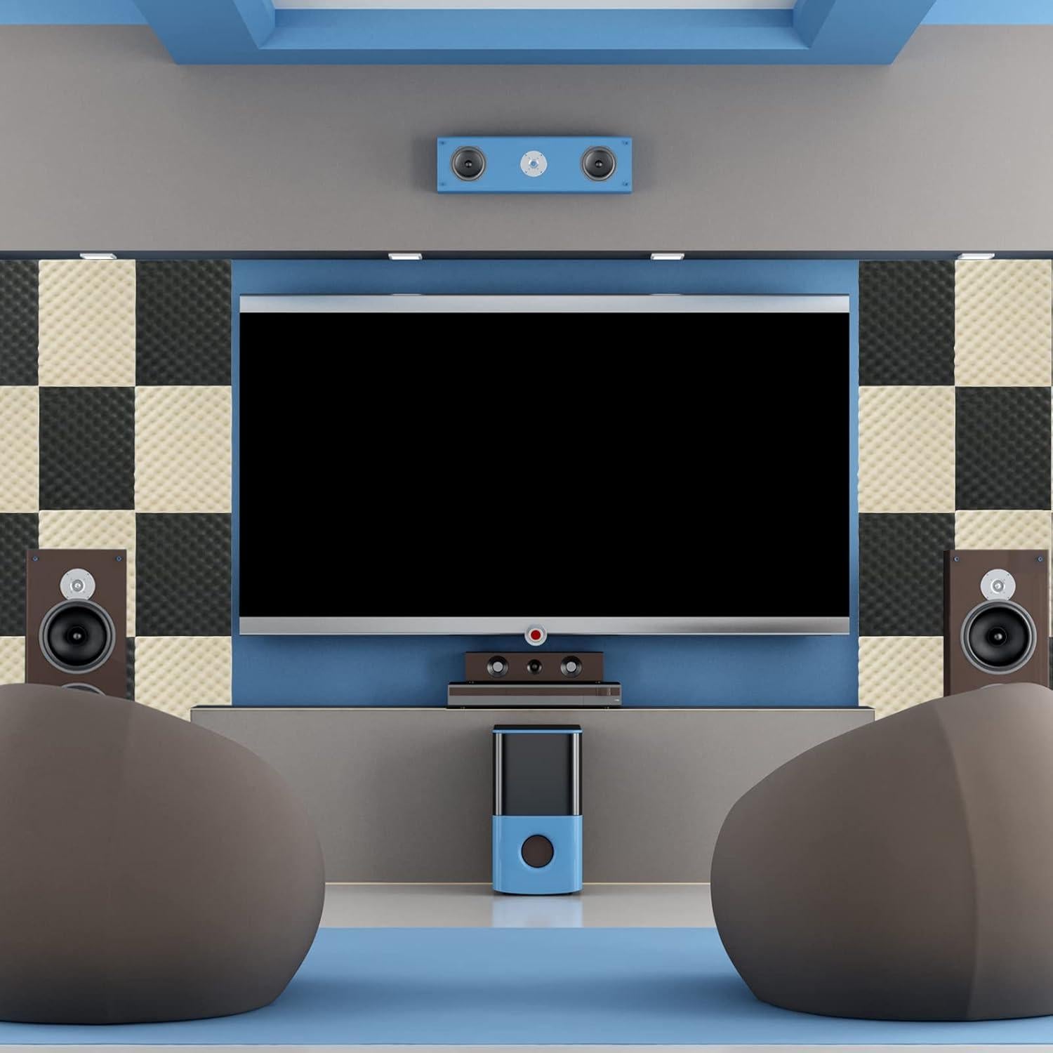 BXI Espuma Acústica Aislamiento 8 Paneles 40.64x30.48cm Negro